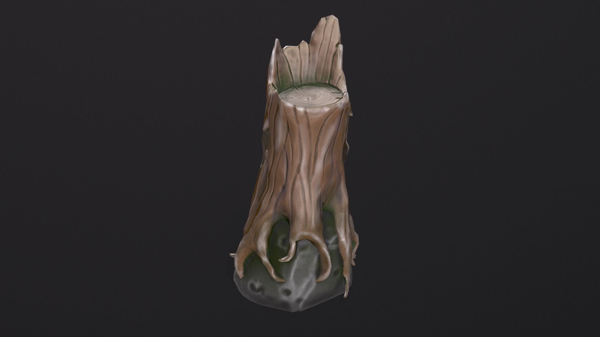 Stump on a stone Low-poly 3D model_5