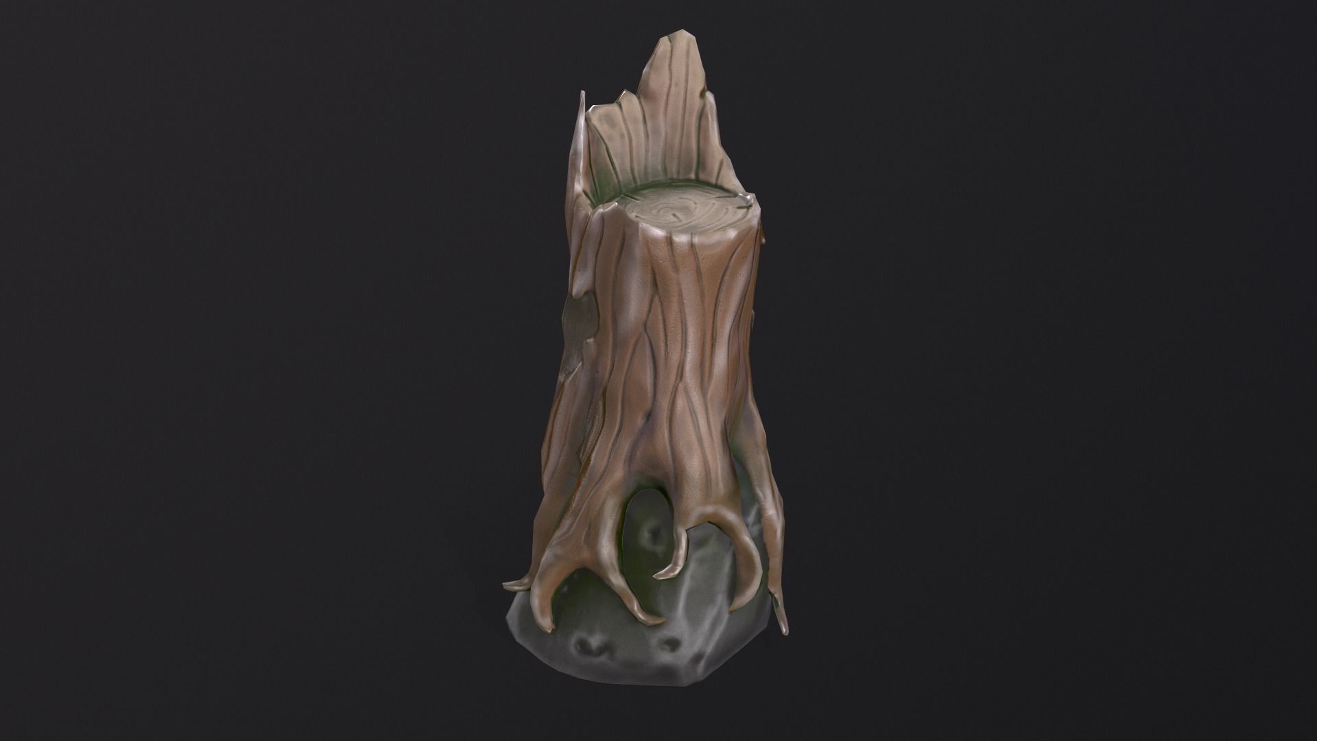 Stump on a stone Low-poly 3D model_23