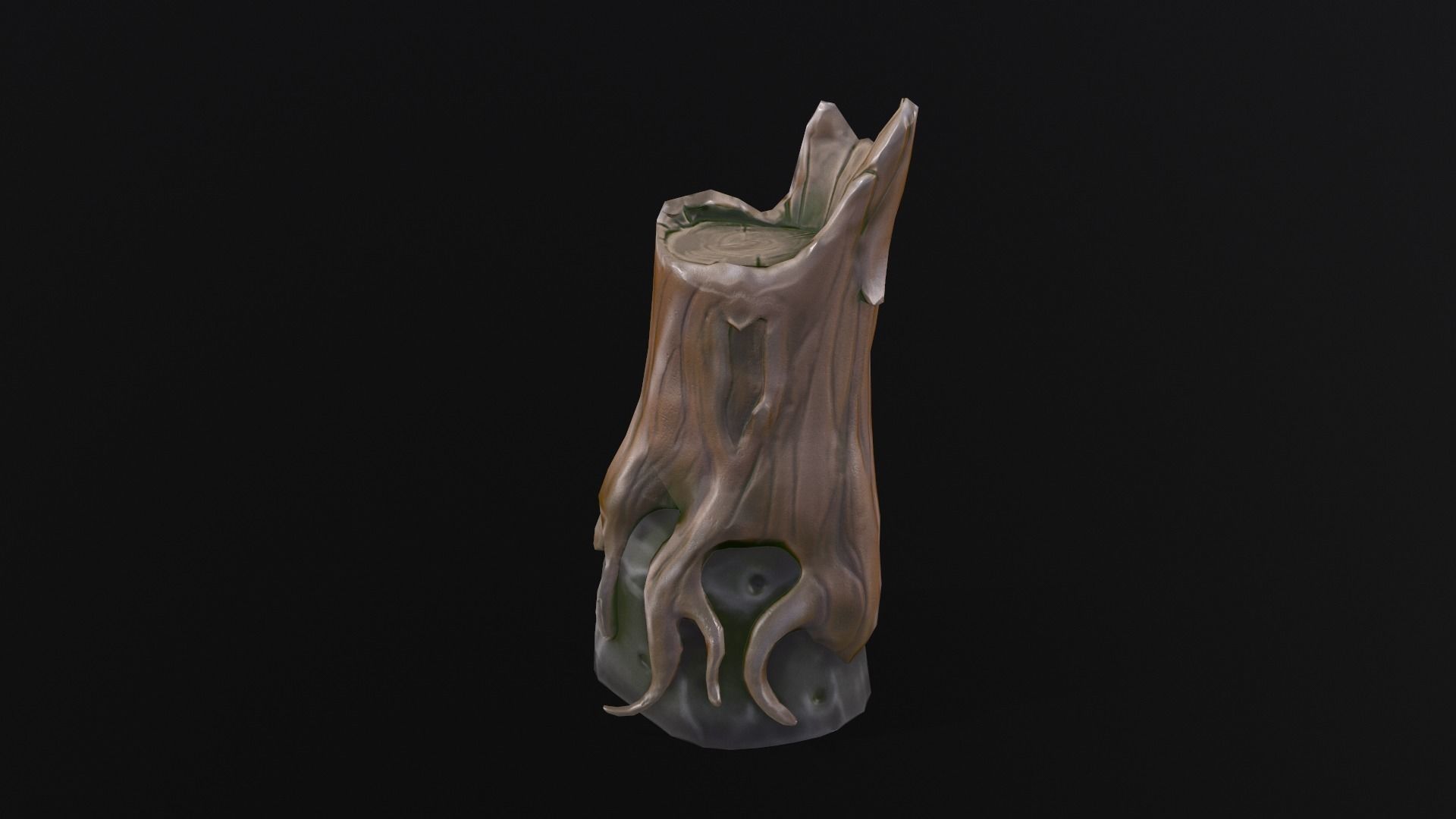 Stump on a stone Low-poly 3D model_9