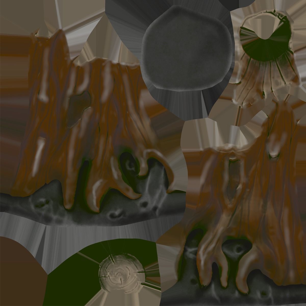 Stump on a stone Low-poly 3D model_2