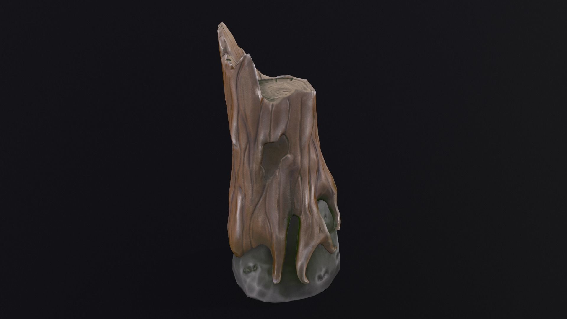 Stump on a stone Low-poly 3D model_19