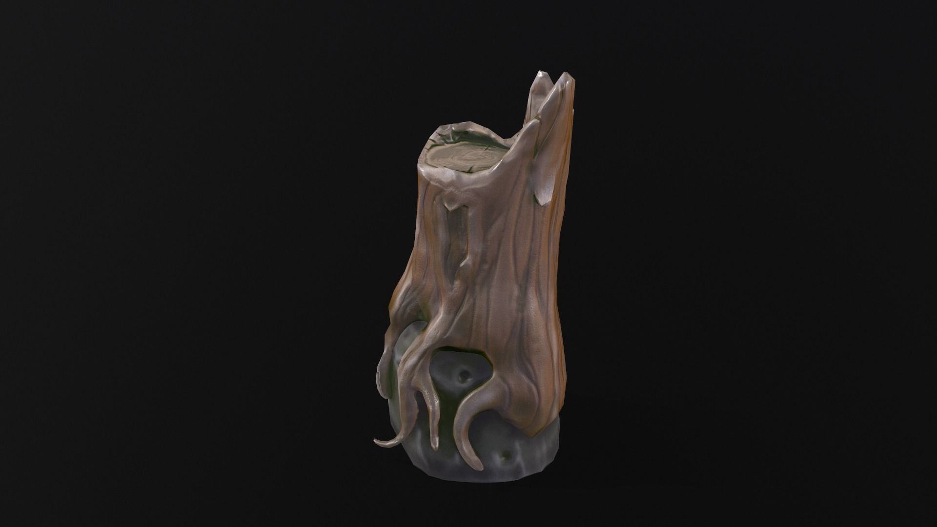 Stump on a stone Low-poly 3D model_10