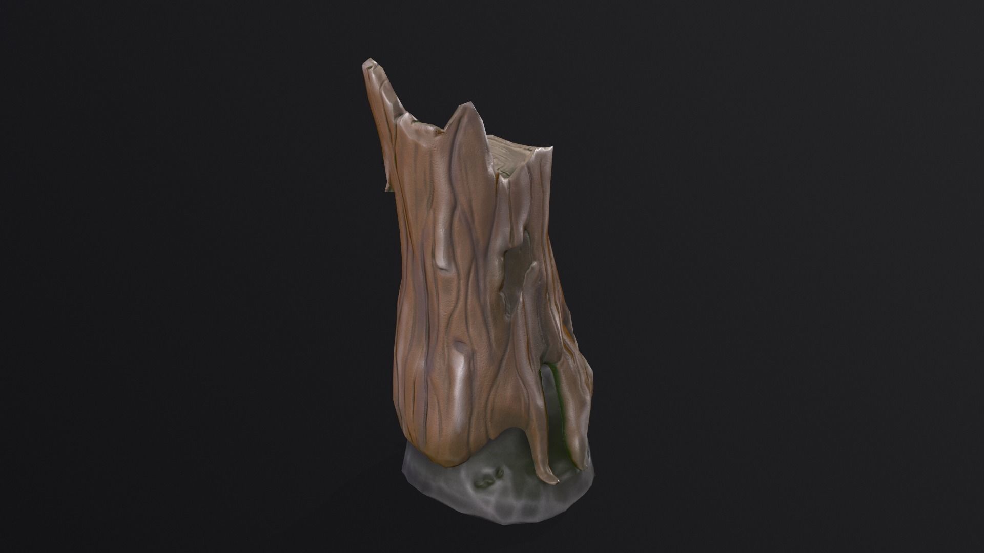 Stump on a stone Low-poly 3D model_17