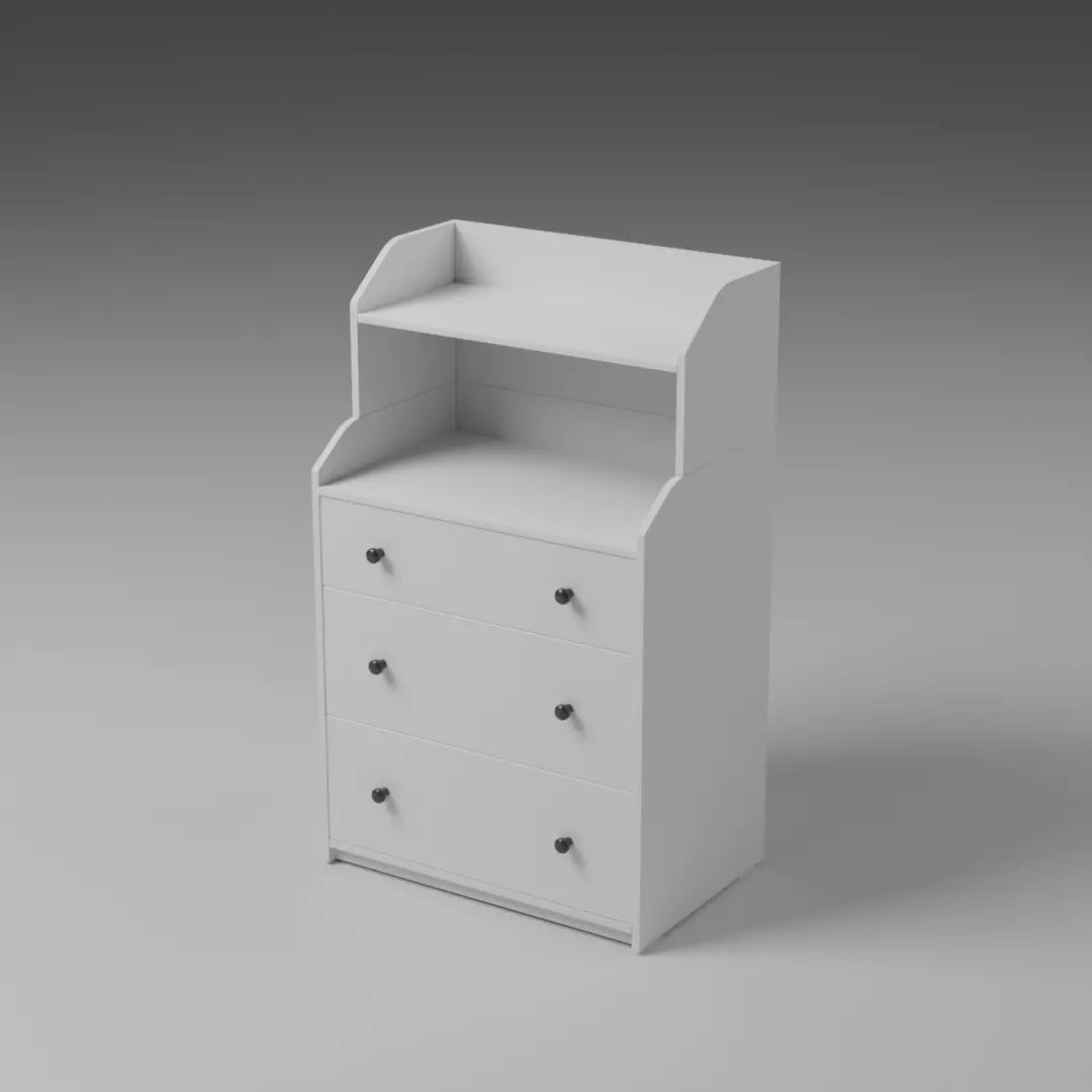 IKEA Hauga Chest 3 Drawers with Shelf 3D model_0