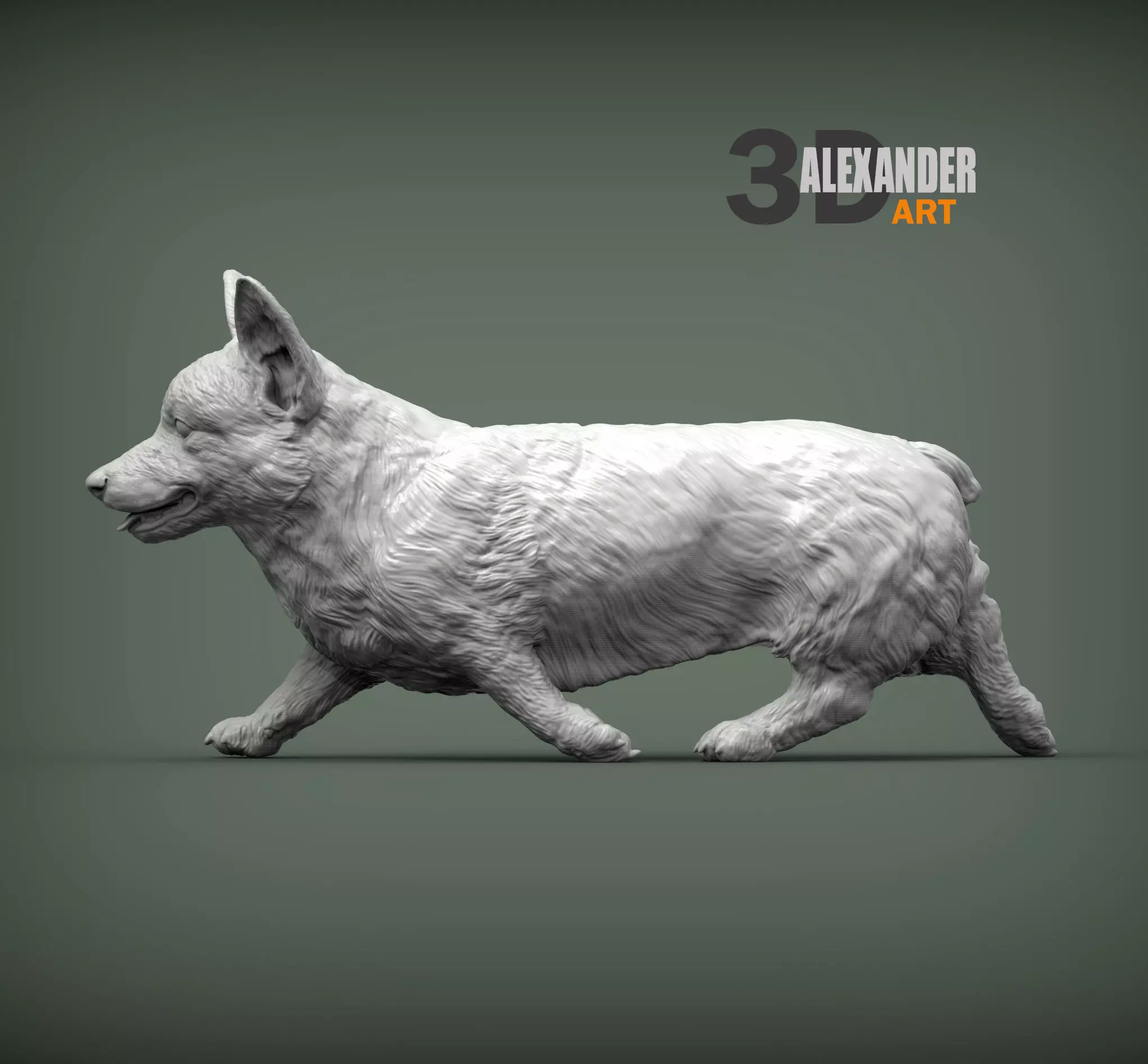 Pembroke Corgi runs 3D print model_0