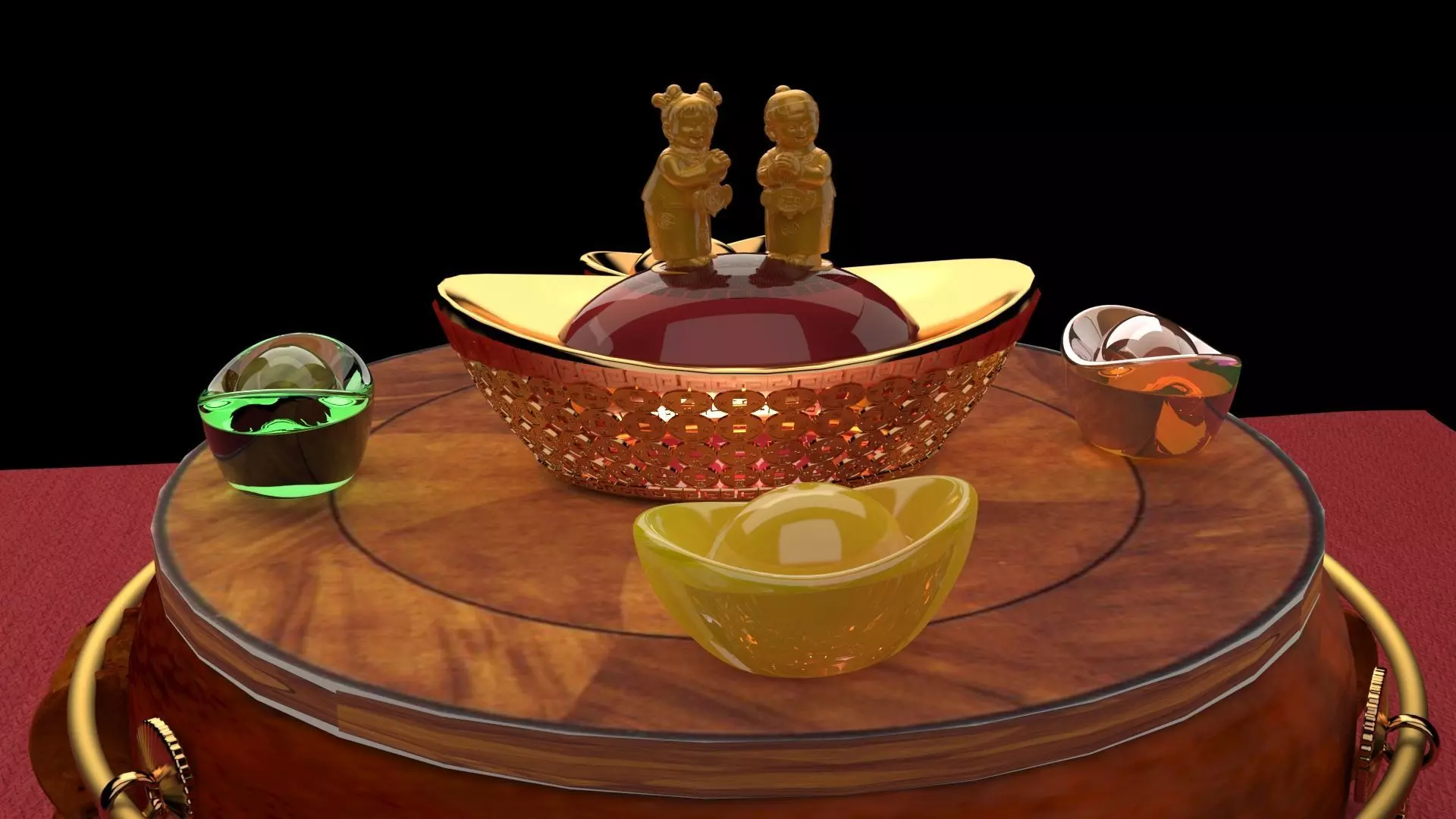 Chinese gold ingot 3D model