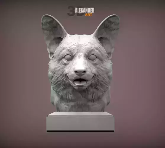 Pembroke Corgi bust 3D print model