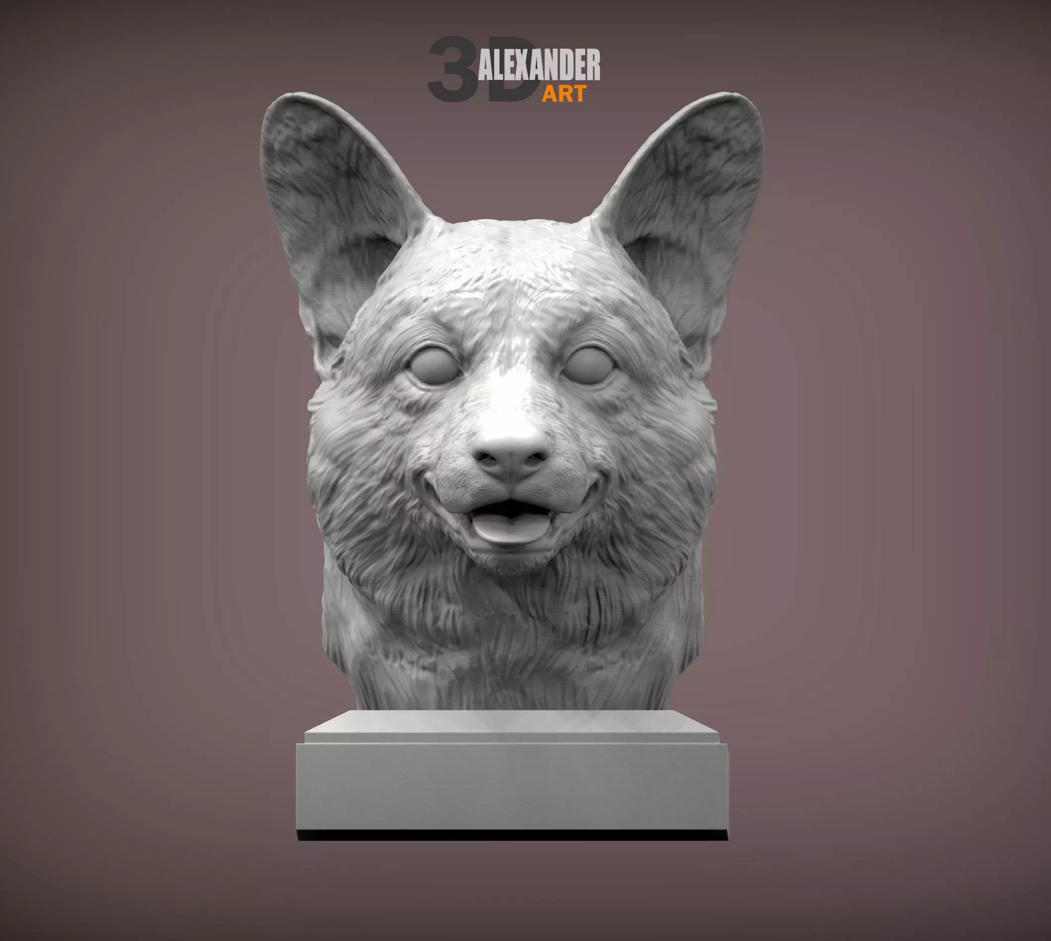 Pembroke Corgi bust 3D print model 3D print model
