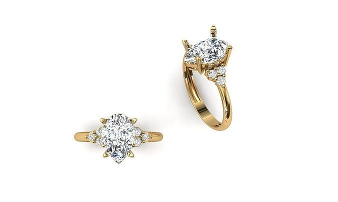 Female Pear Solitaire Ring 3D print model