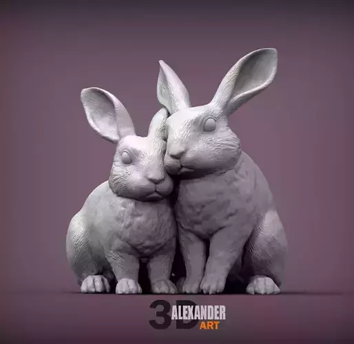 Rabbit love 3D print model