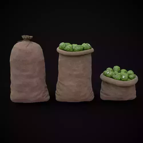 Burlap Sacks of Artichokes Low-poly 3D model