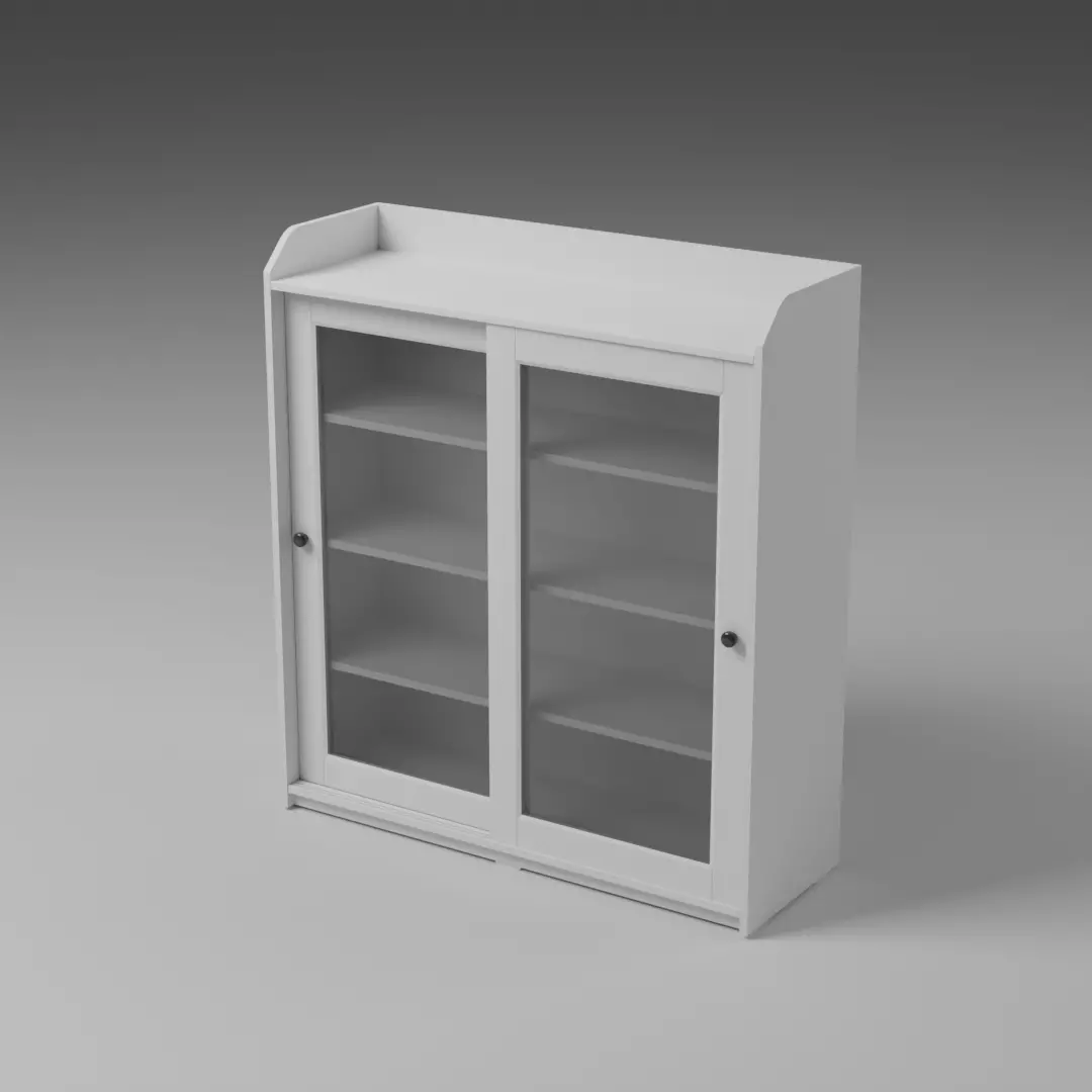 IKEA Hauga Cabinet 2 Glass Doors 3D model_0