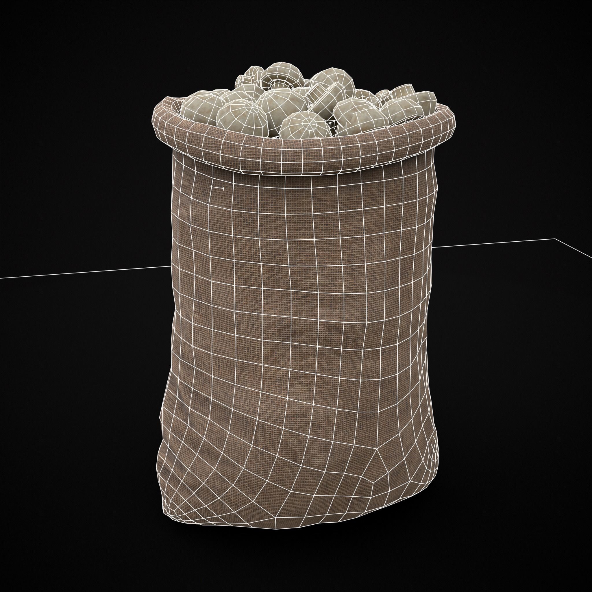 Burlap Sacks of Mushrooms Low-poly 3D model_14