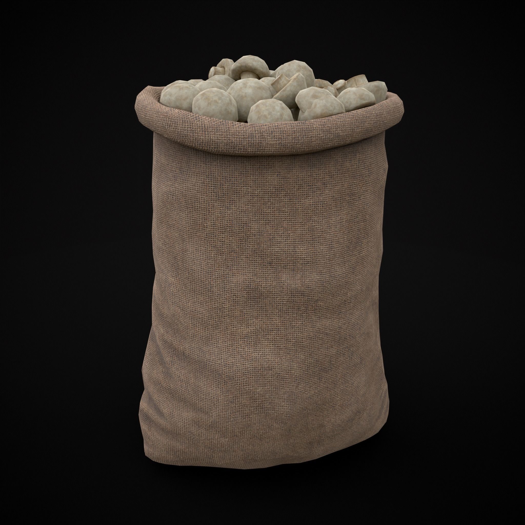 Burlap Sacks of Mushrooms Low-poly 3D model_13