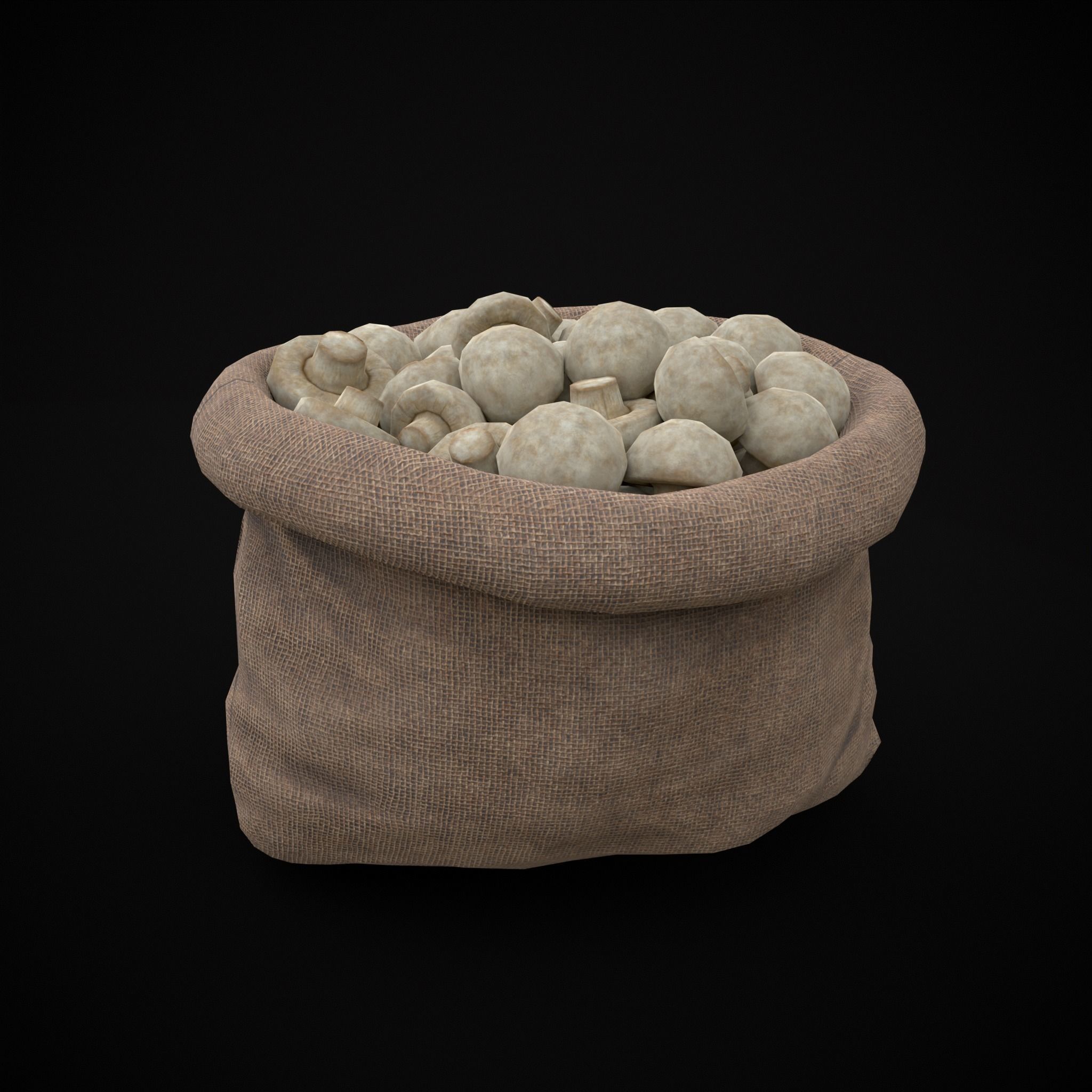 Burlap Sacks of Mushrooms Low-poly 3D model_15