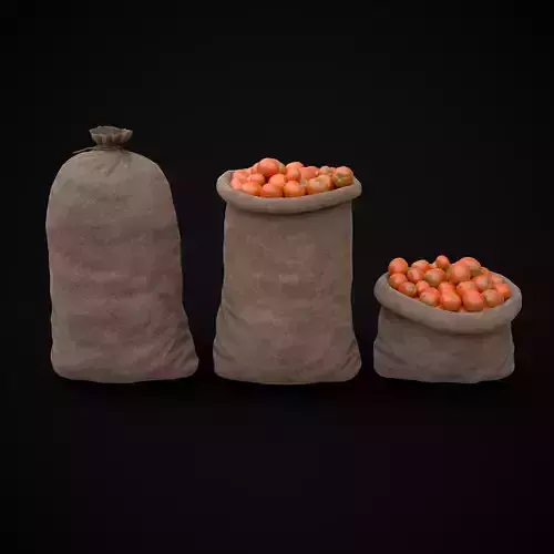 Burlap Sacks of Tomatoes Low-poly 3D model