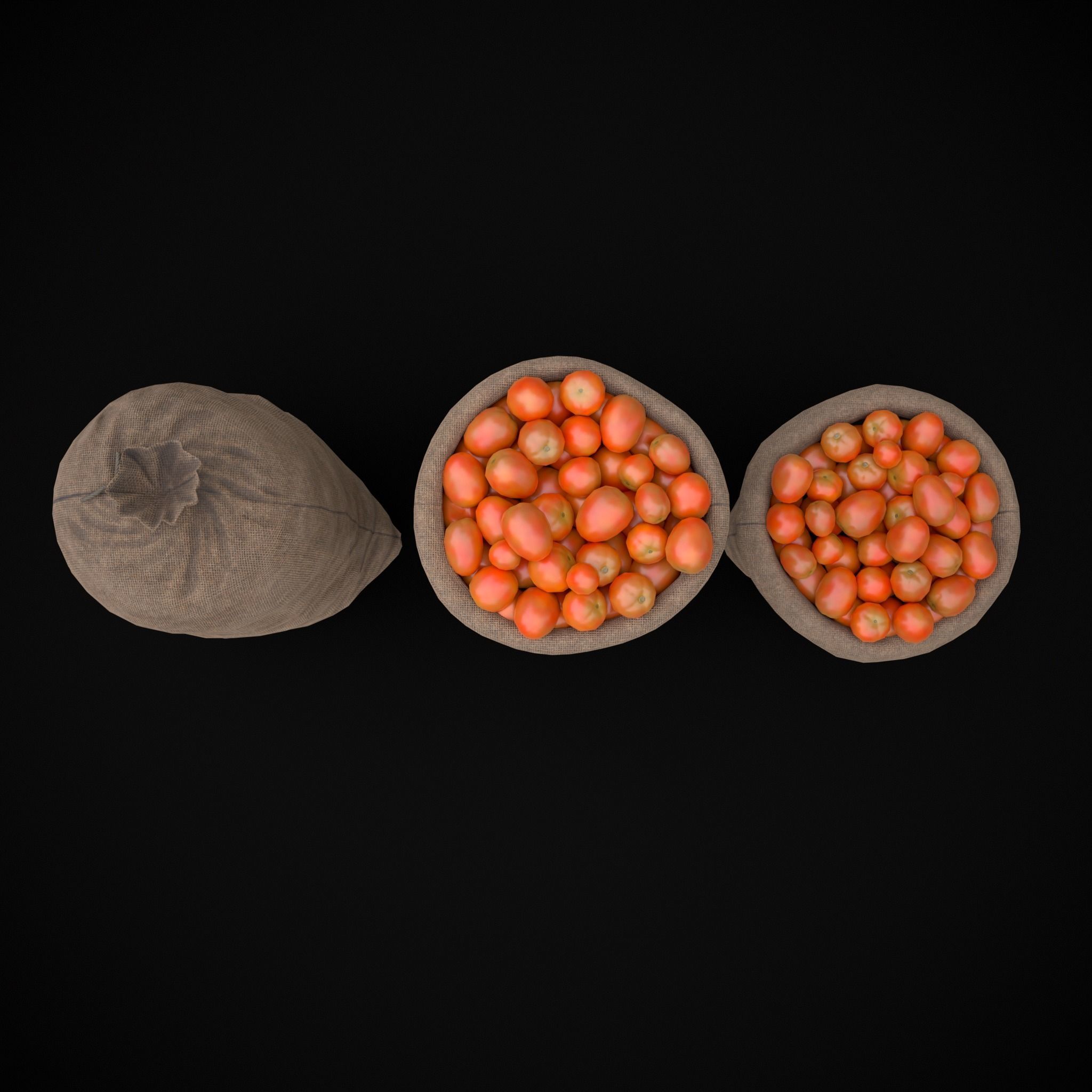 Burlap Sacks of Tomatoes Low-poly 3D model_5