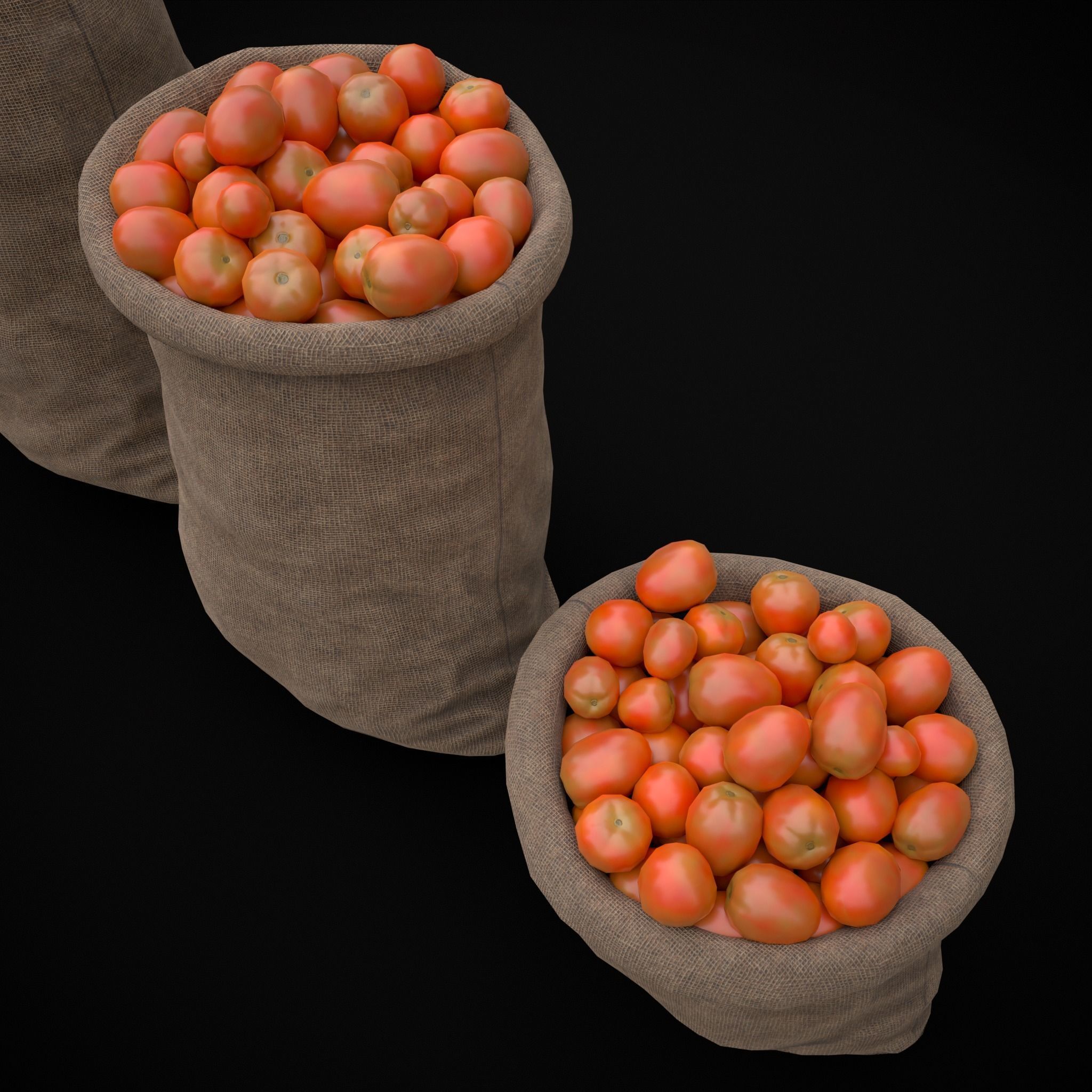 Burlap Sacks of Tomatoes Low-poly 3D model_17