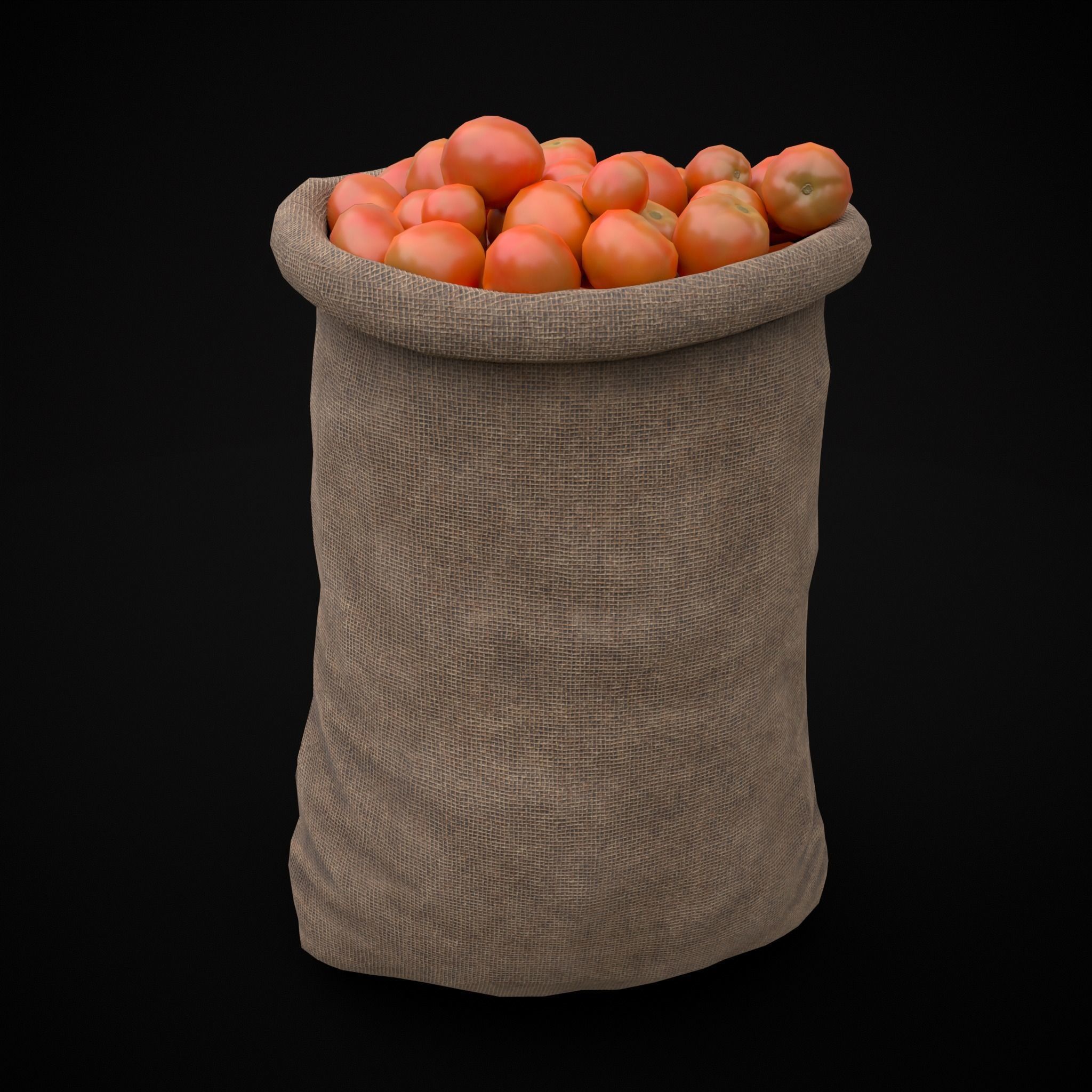 Burlap Sacks of Tomatoes Low-poly 3D model_13