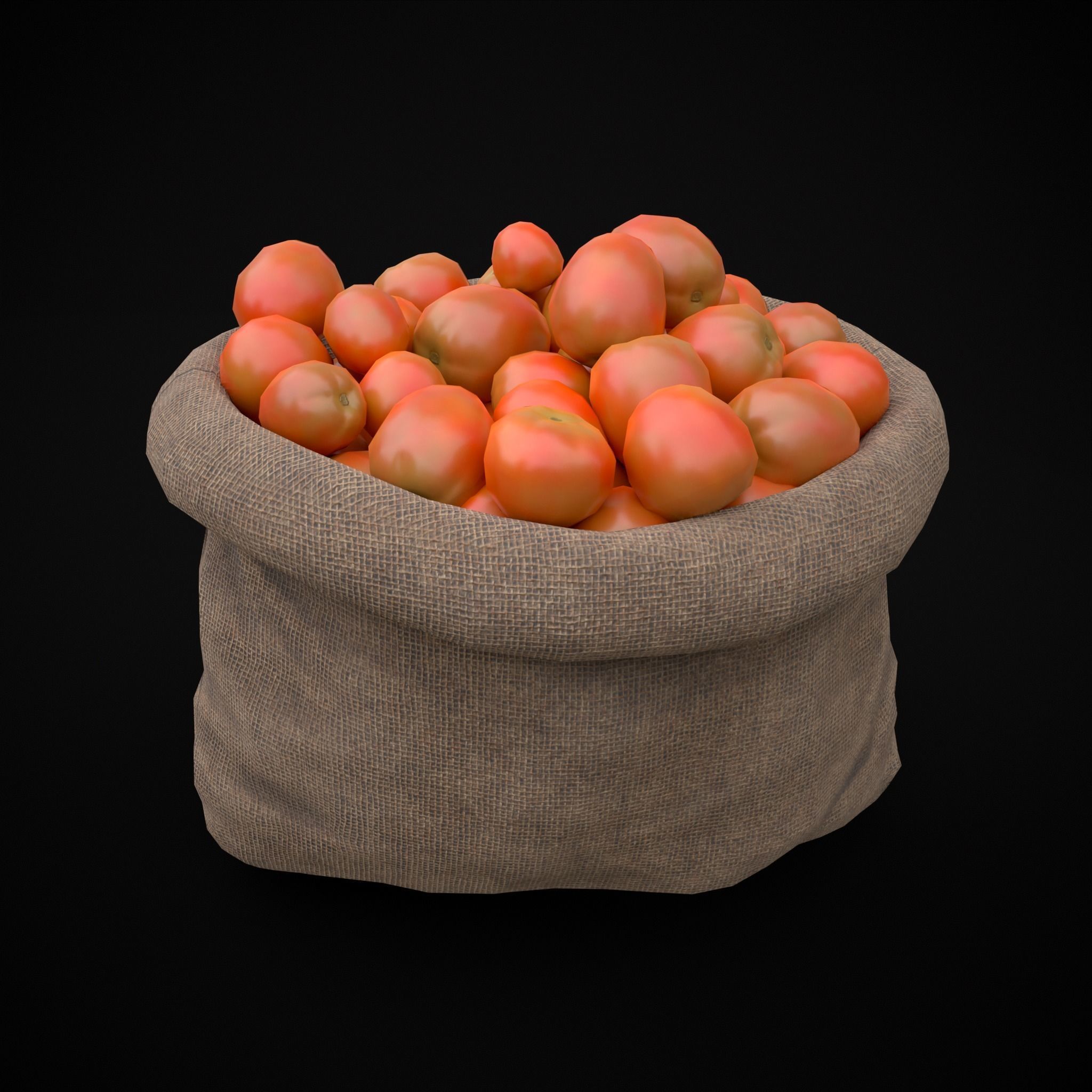 Burlap Sacks of Tomatoes Low-poly 3D model_15