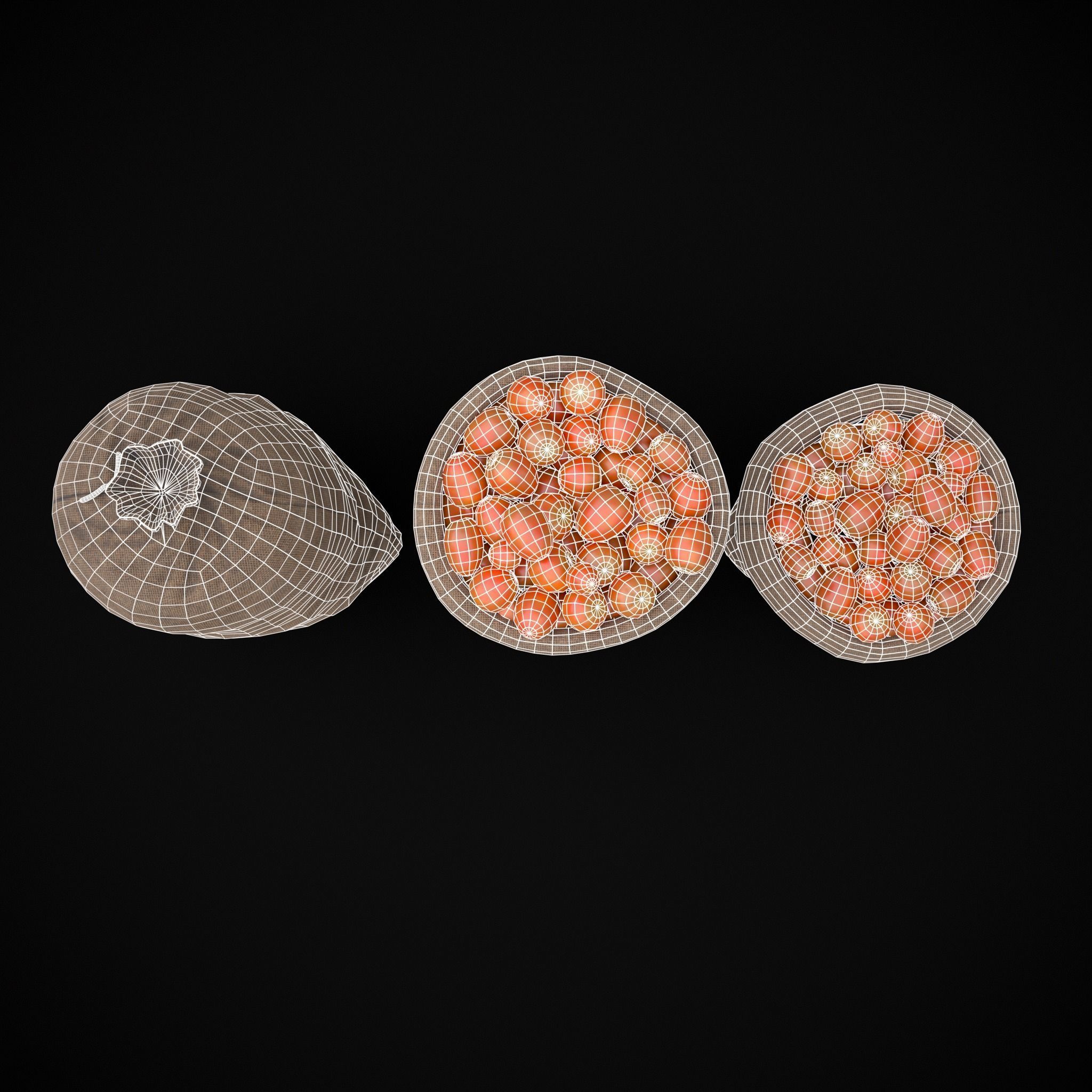 Burlap Sacks of Tomatoes Low-poly 3D model_6