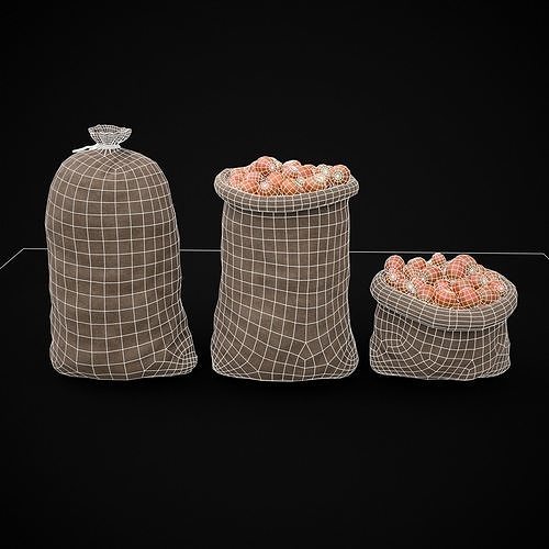 Burlap Sacks of Tomatoes Low-poly 3D model 2