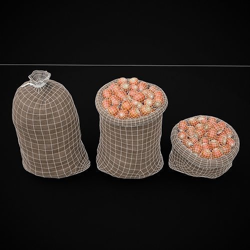 Burlap Sacks of Tomatoes Low-poly 3D model 4