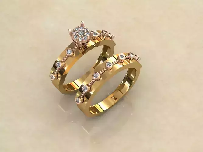 Womens Two piece solitaire ring