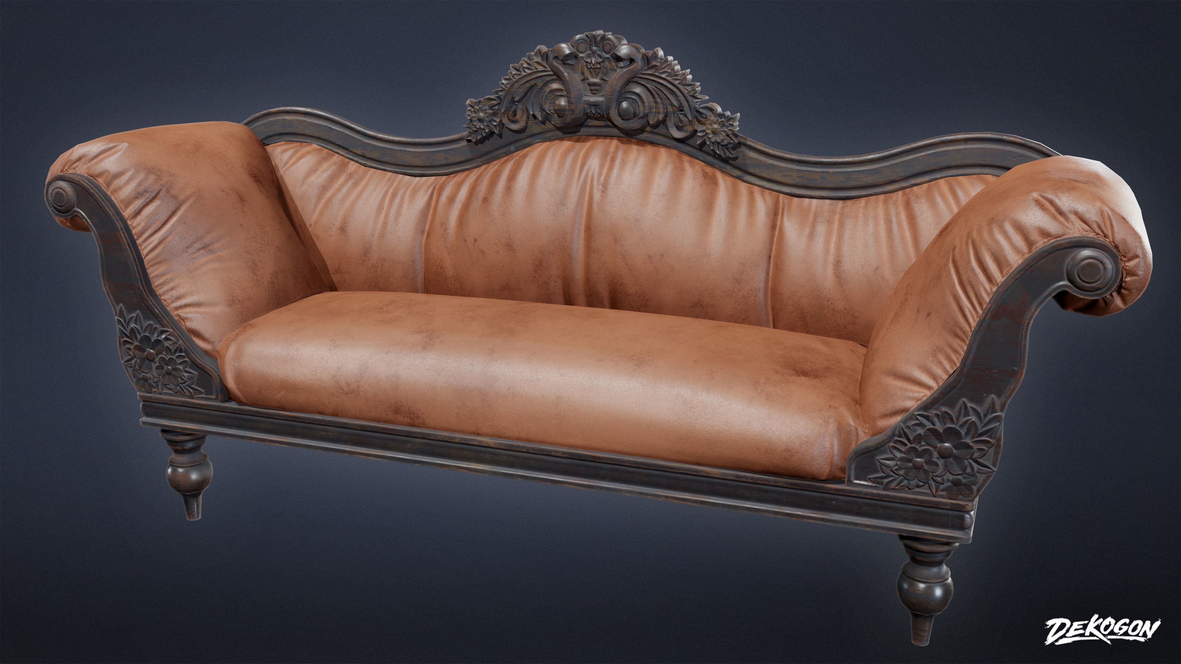 VICTORIAN - Sofa Victorian 09 - LOW POLY AND NANITE Low-poly 3D model_1