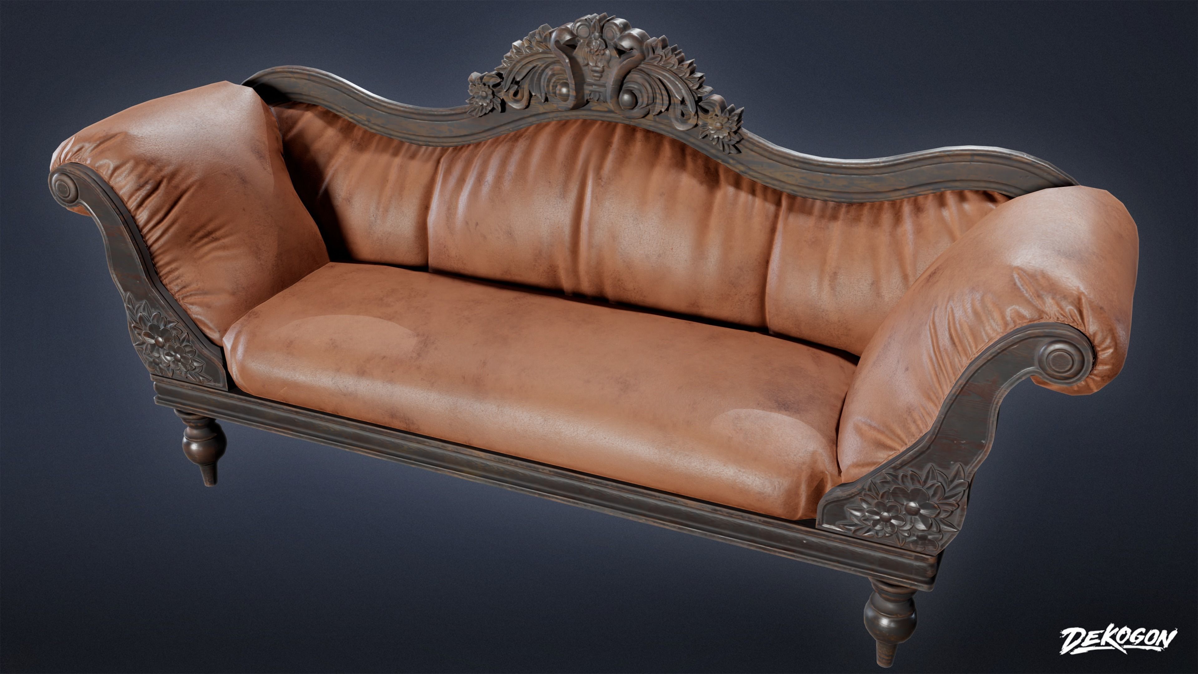 VICTORIAN - Sofa Victorian 09 - LOW POLY AND NANITE Low-poly 3D model_4