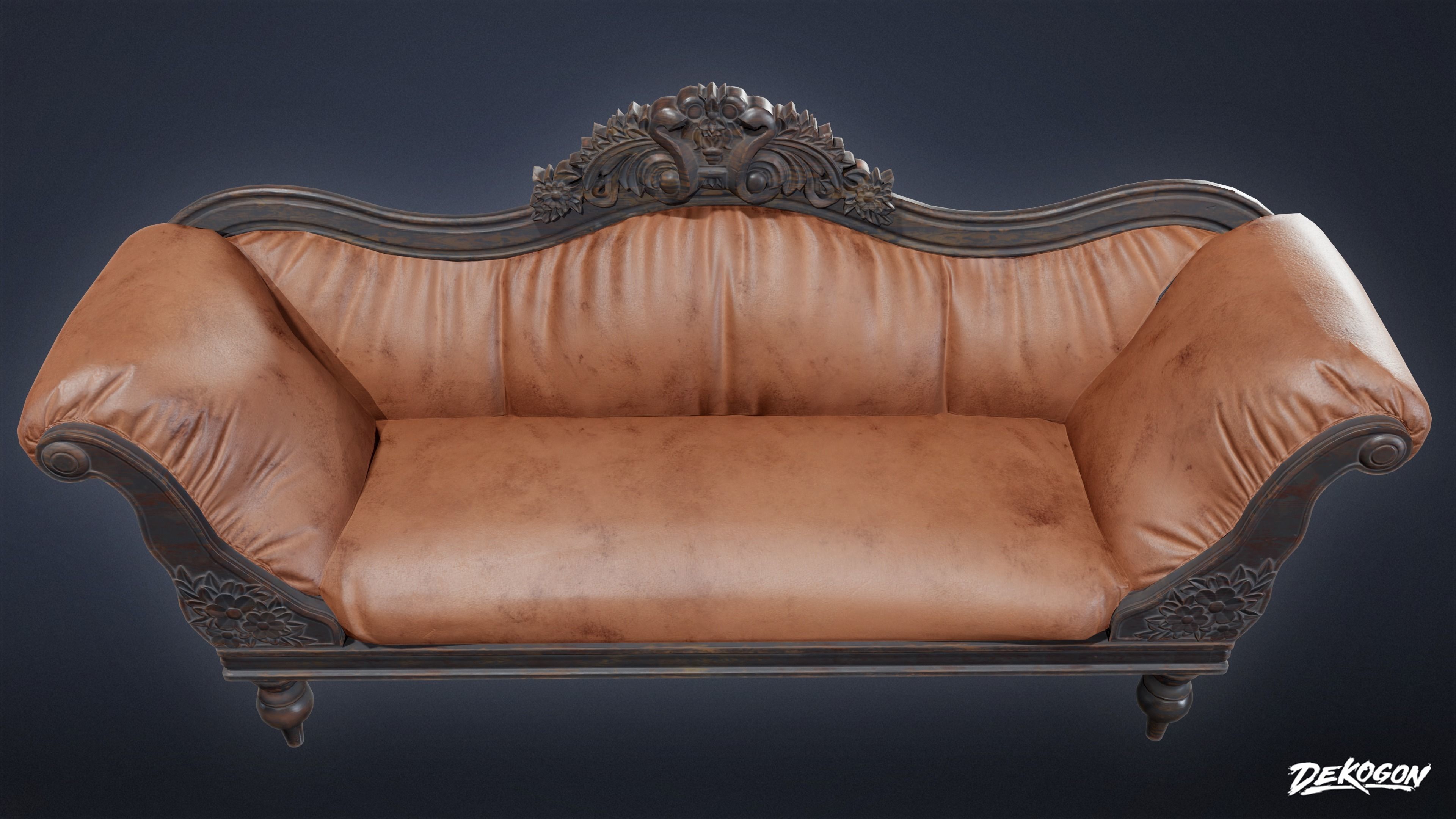 VICTORIAN - Sofa Victorian 09 - LOW POLY AND NANITE Low-poly 3D model_2