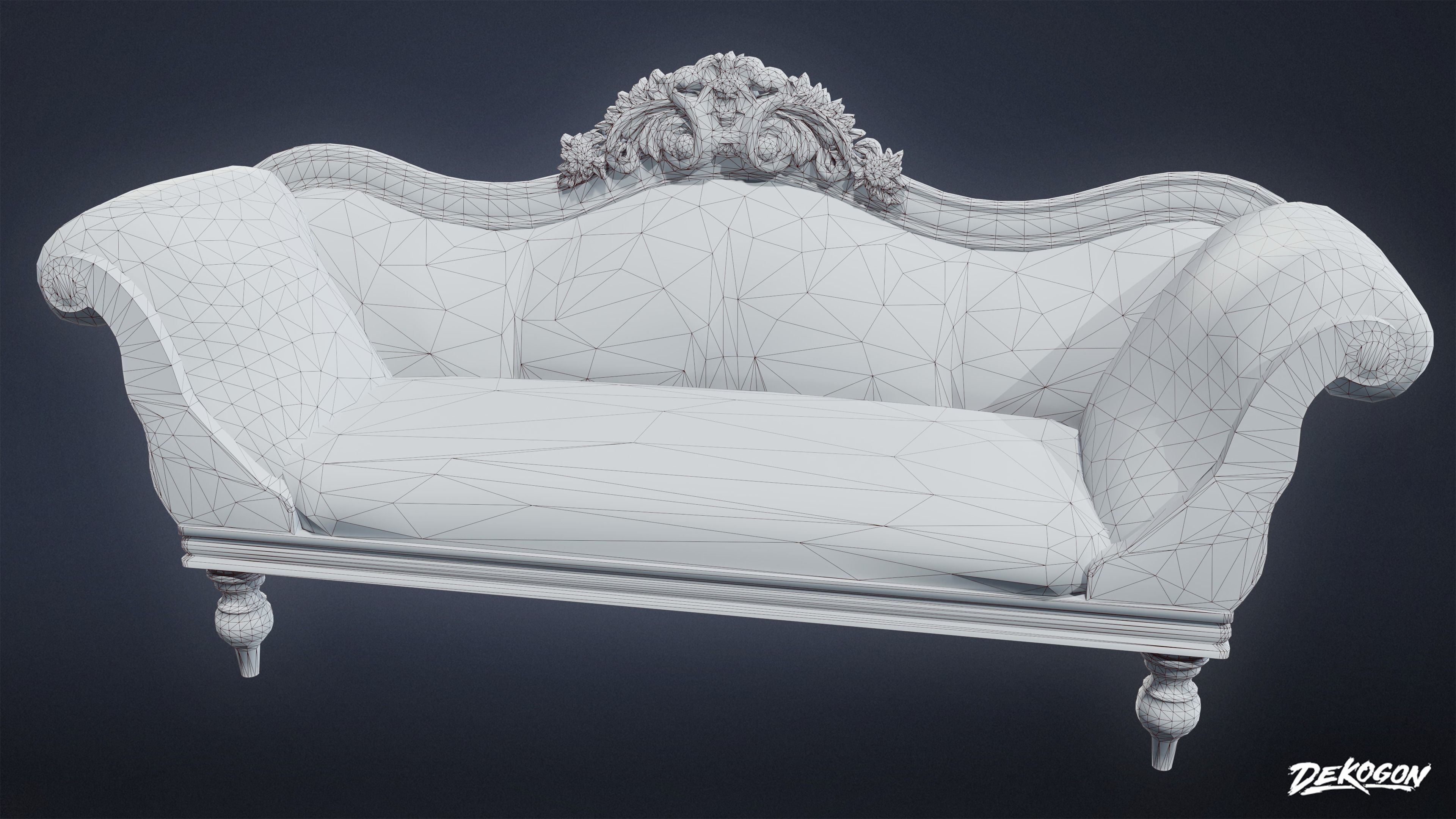 VICTORIAN - Sofa Victorian 09 - LOW POLY AND NANITE Low-poly 3D model_8