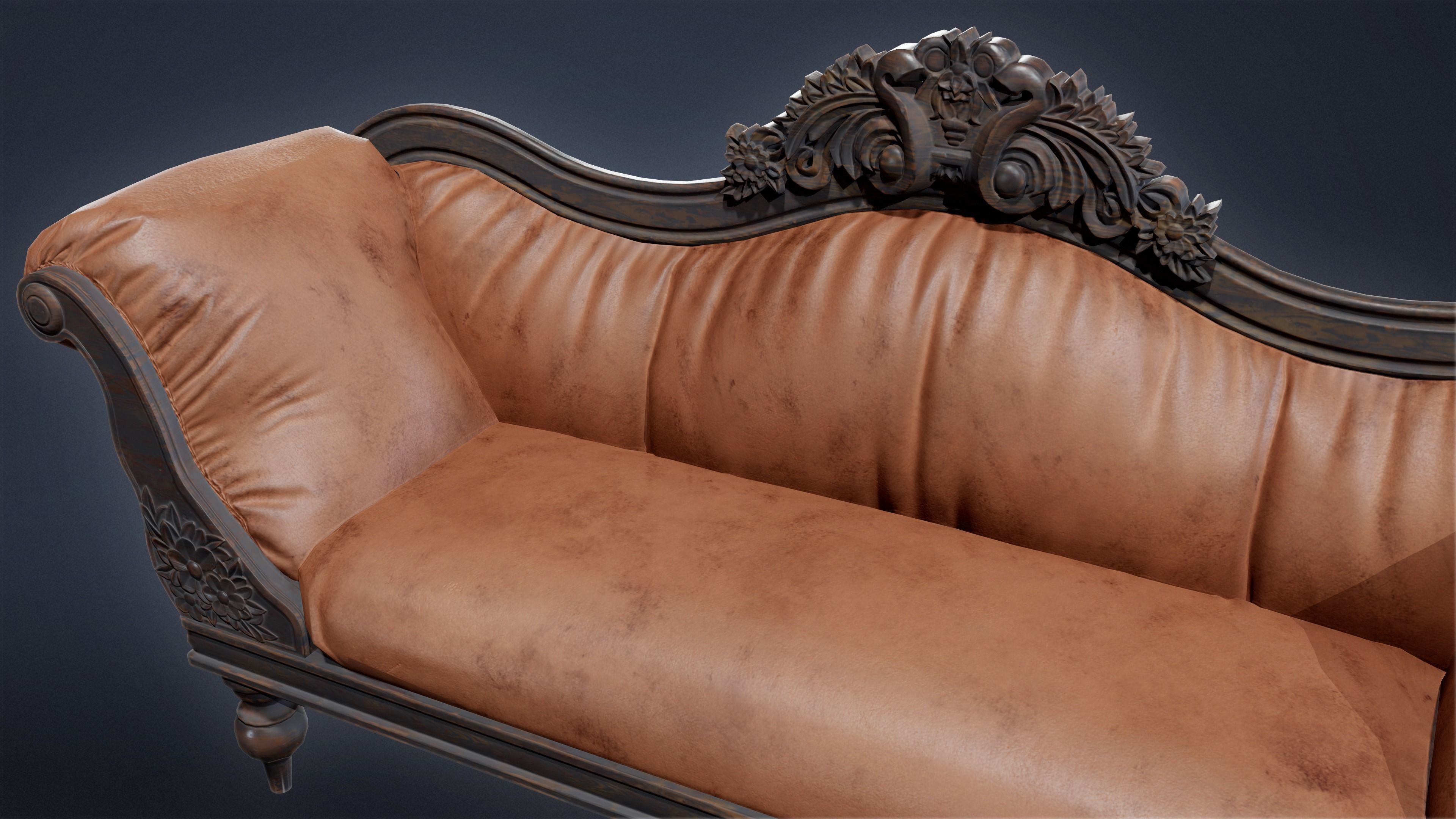 VICTORIAN - Sofa Victorian 09 - LOW POLY AND NANITE Low-poly 3D model_6