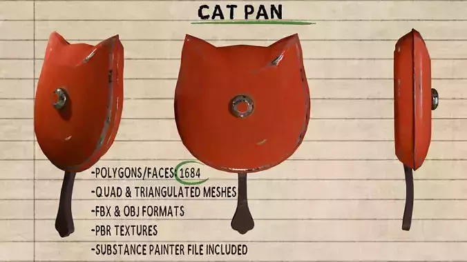 Cat Pan - Low Poly 
