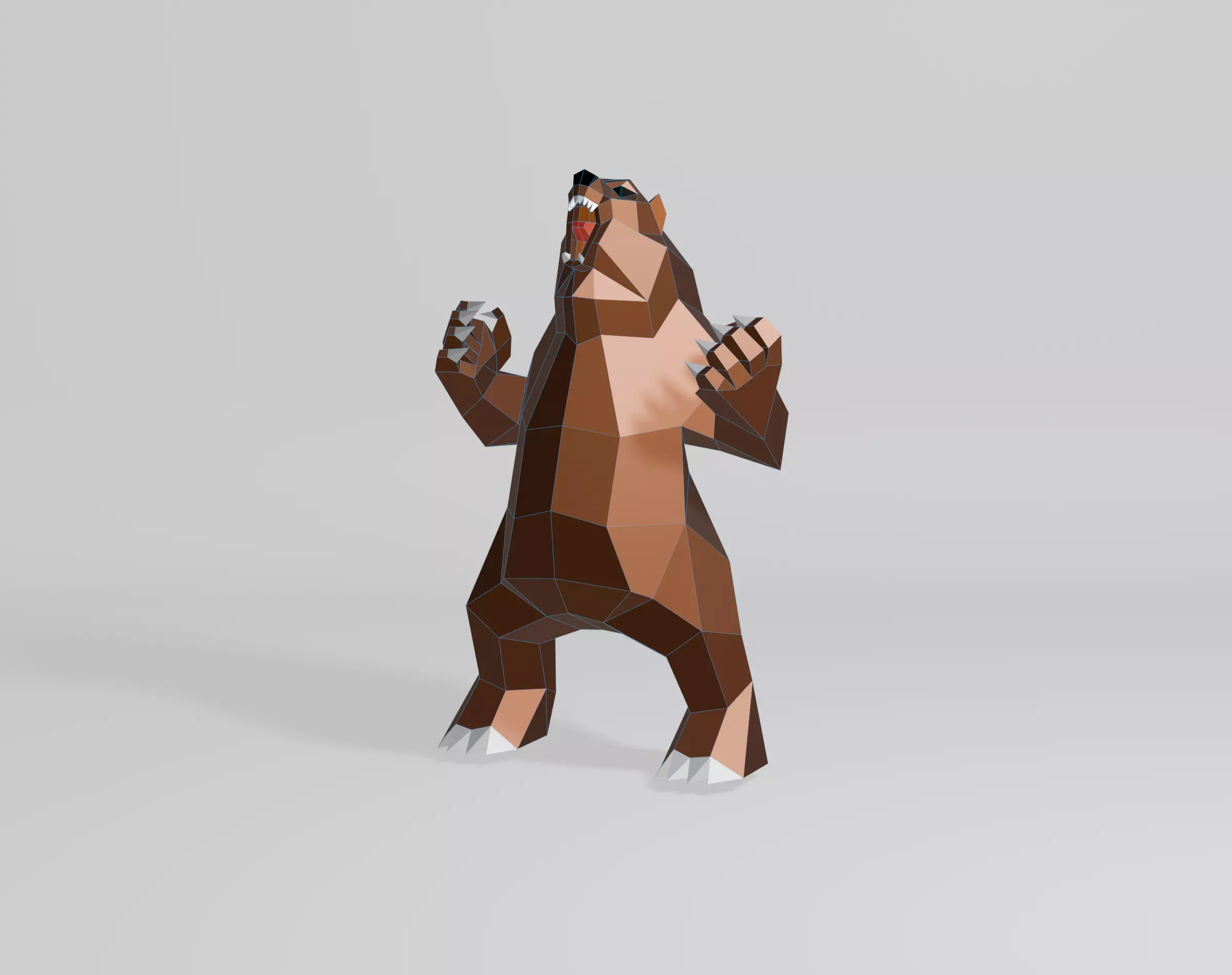 Polygonal Angry Bear Low-poly 3D model