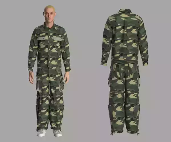 Woodland Camo Clothing Pack Low-poly 3D model