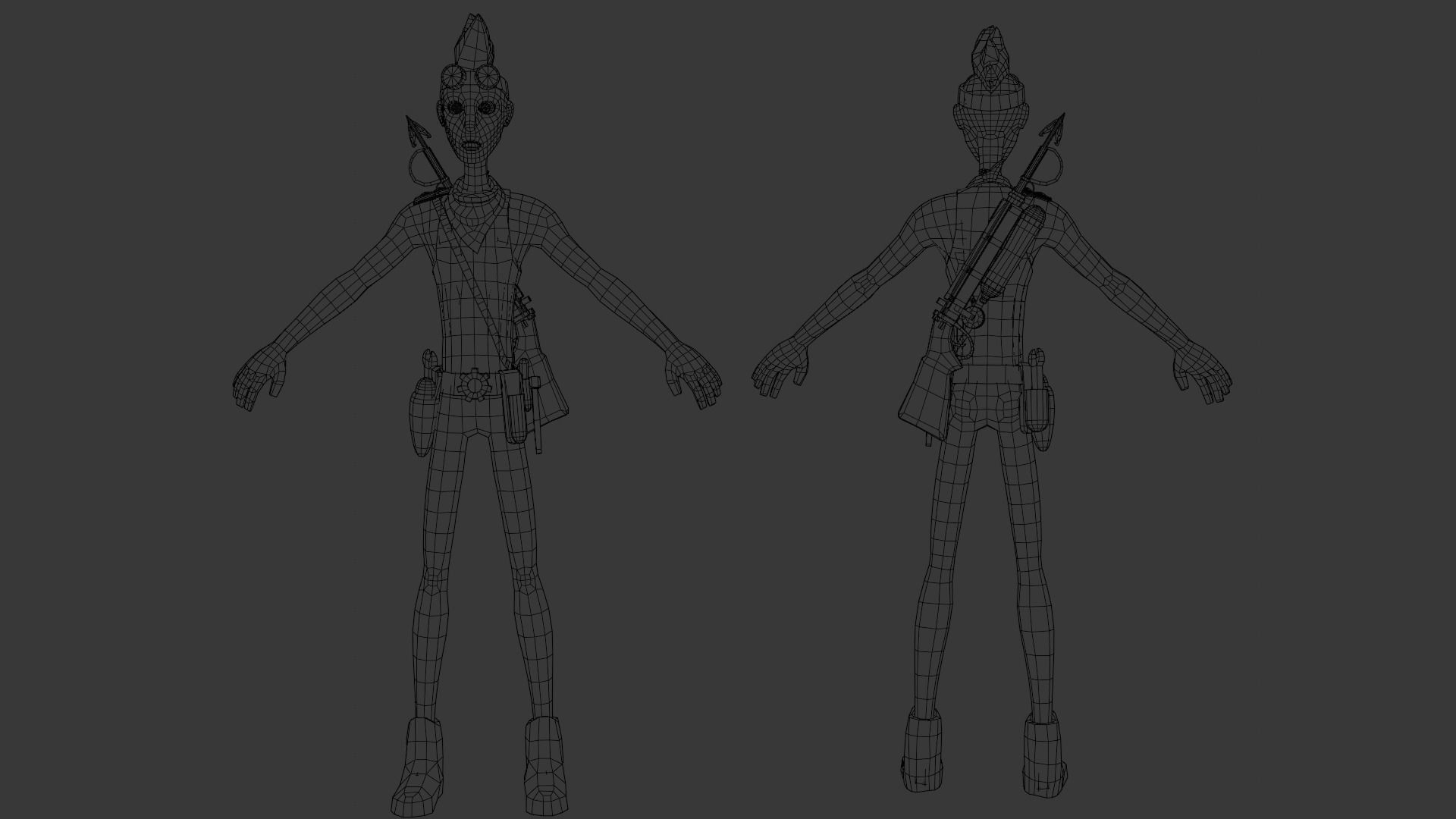 Armed Joey Low-poly 3D model_1