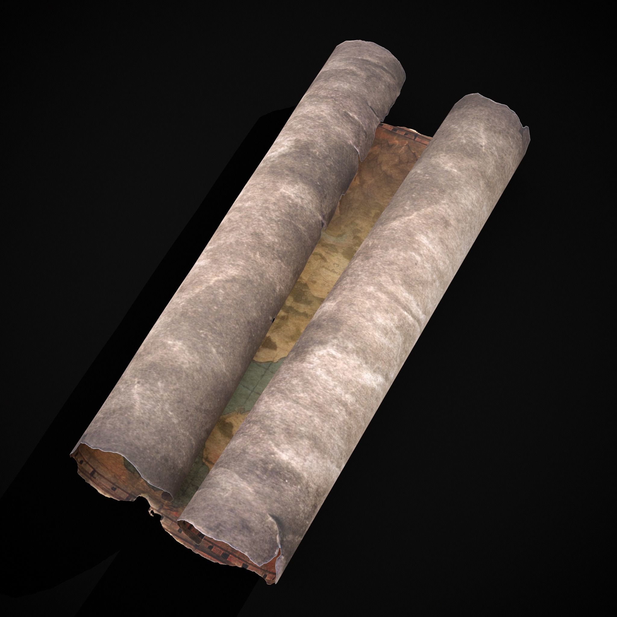 Torn Medieval Map Low-poly 3D model_13