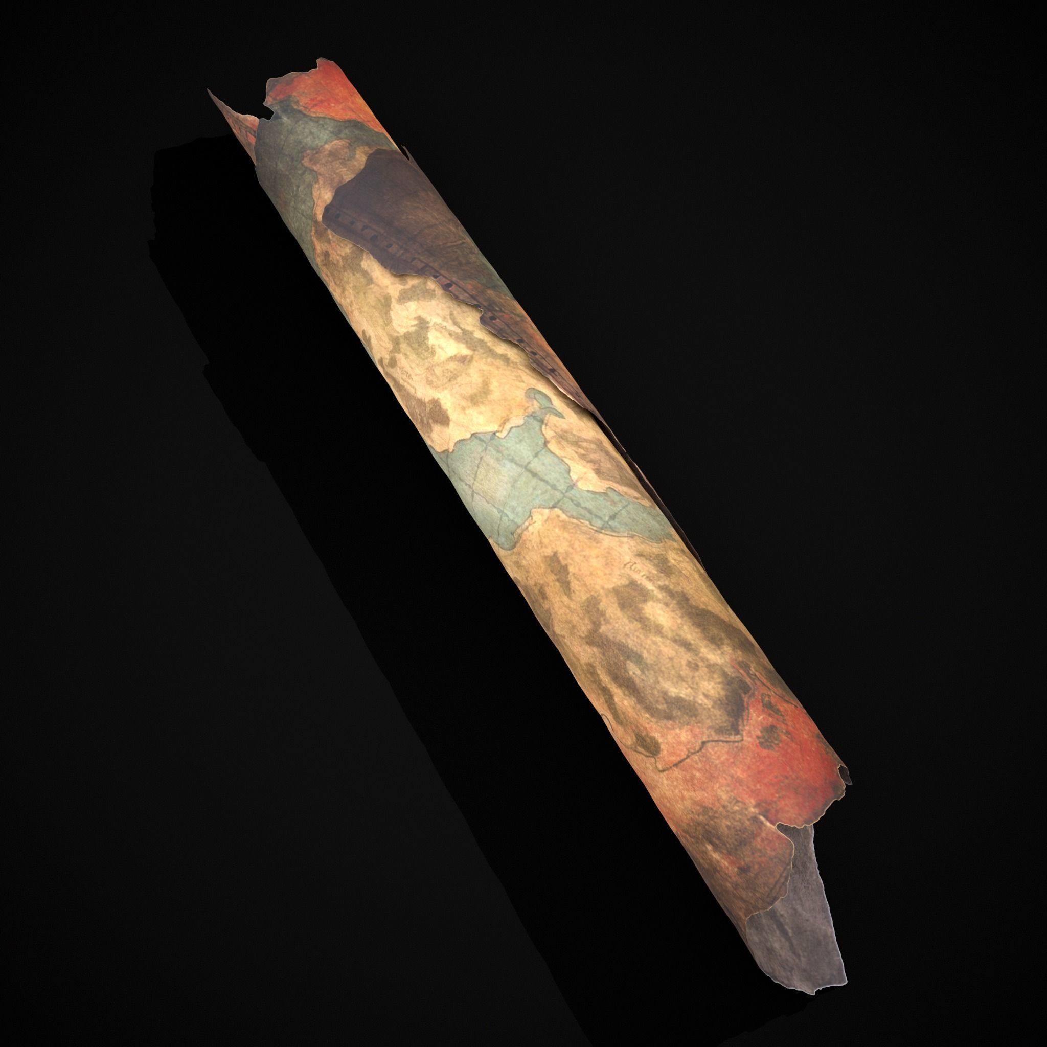 Torn Medieval Map Low-poly 3D model_11