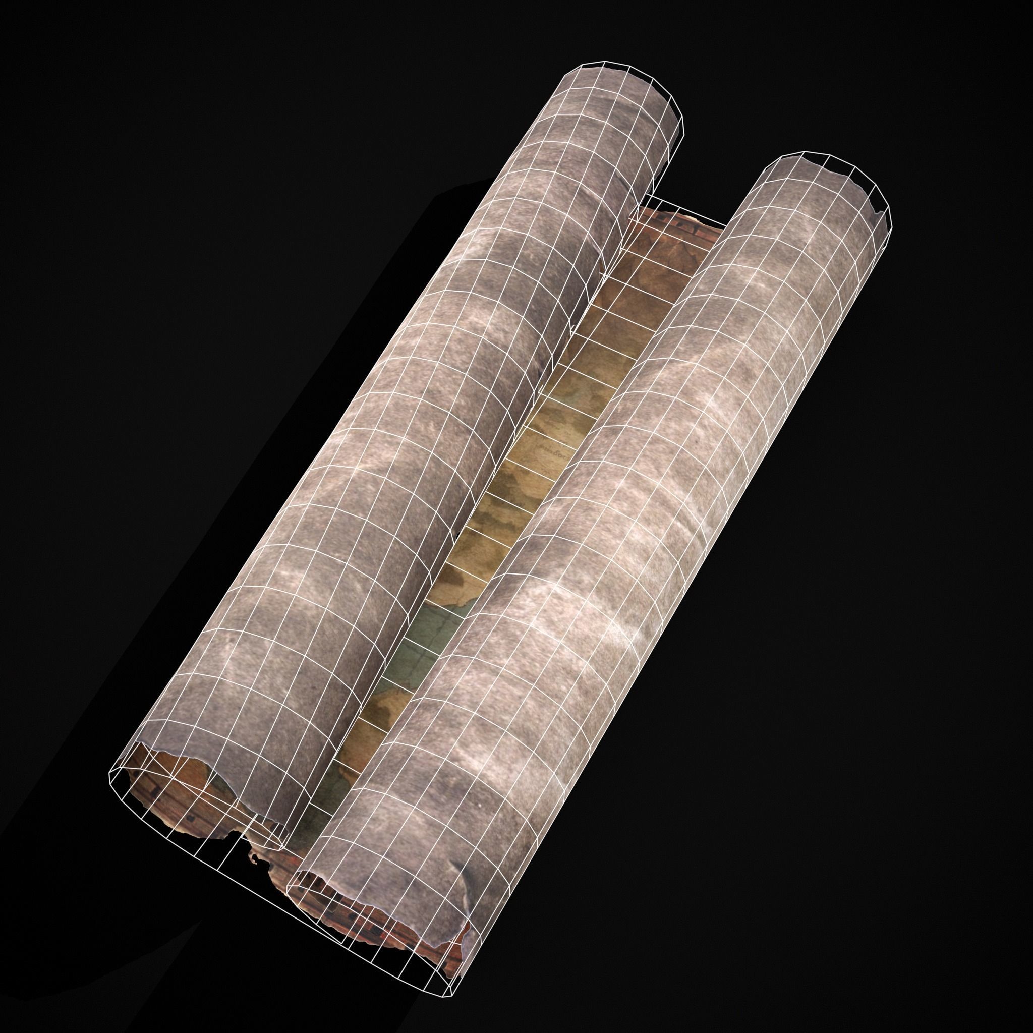 Torn Medieval Map Low-poly 3D model_14