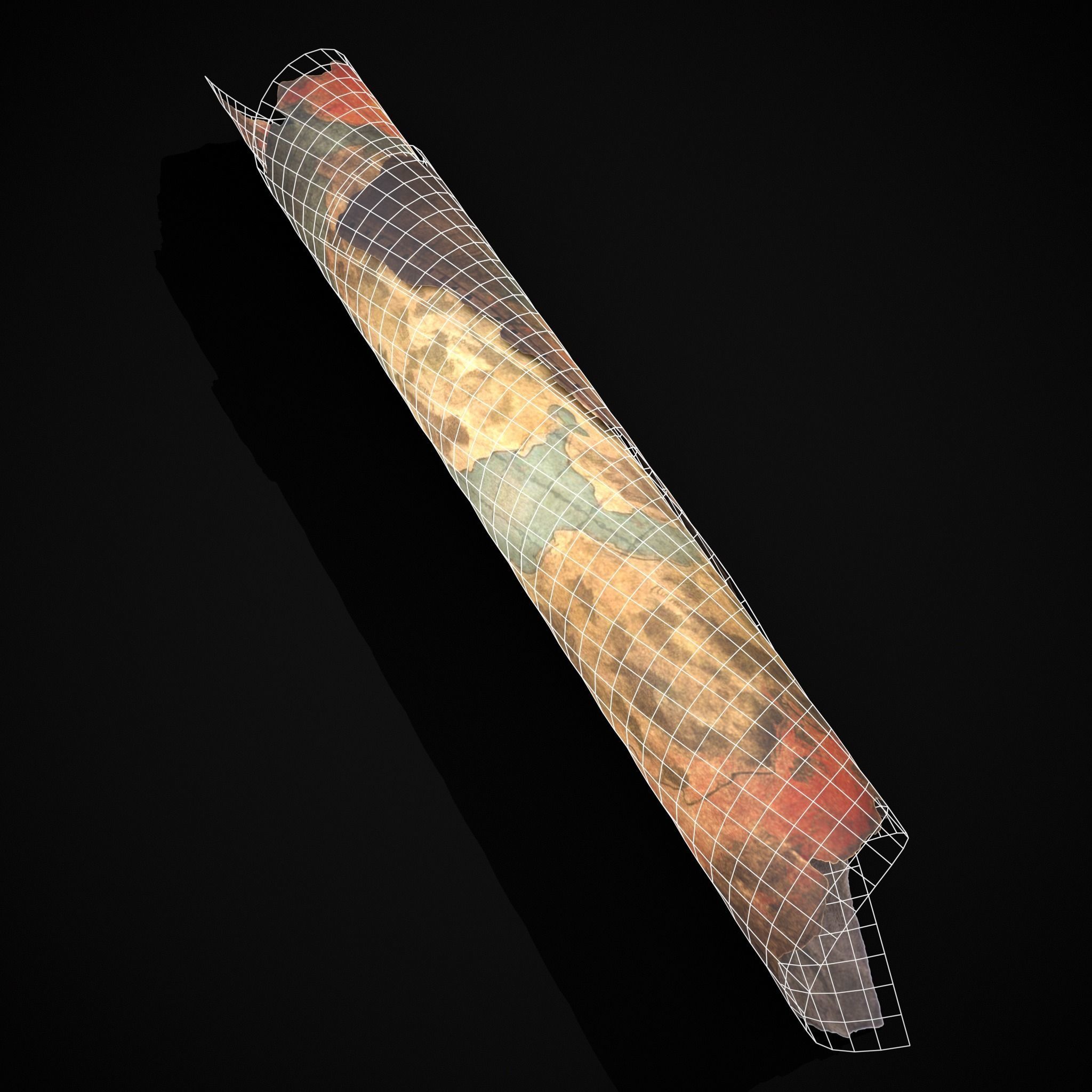 Torn Medieval Map Low-poly 3D model_12