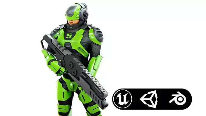 CYBORG SOLDIER RX-500  Rigged for Unreal Engine - Unity - MIXAMO