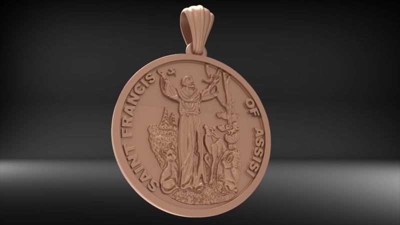 Saint Francis - Sao Francisco de Assis Pendant Necklace Jewelry 3D print model_27