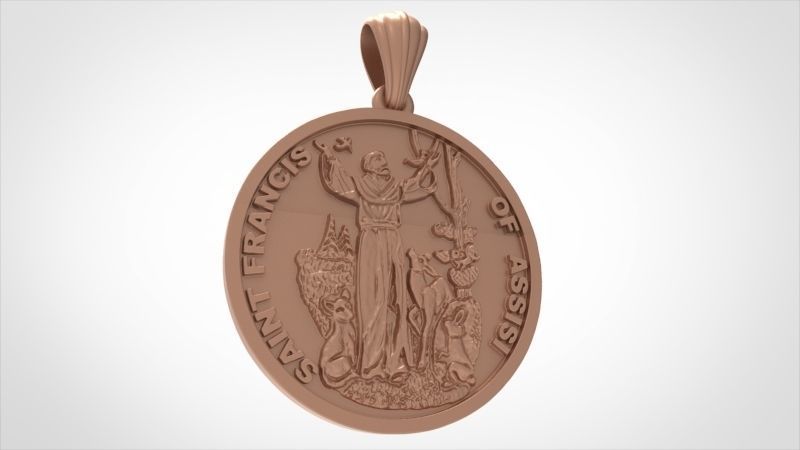 Saint Francis - Sao Francisco de Assis Pendant Necklace Jewelry 3D print model_12