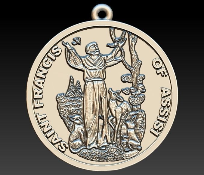 Saint Francis - Sao Francisco de Assis Pendant Necklace Jewelry 3D print model_10
