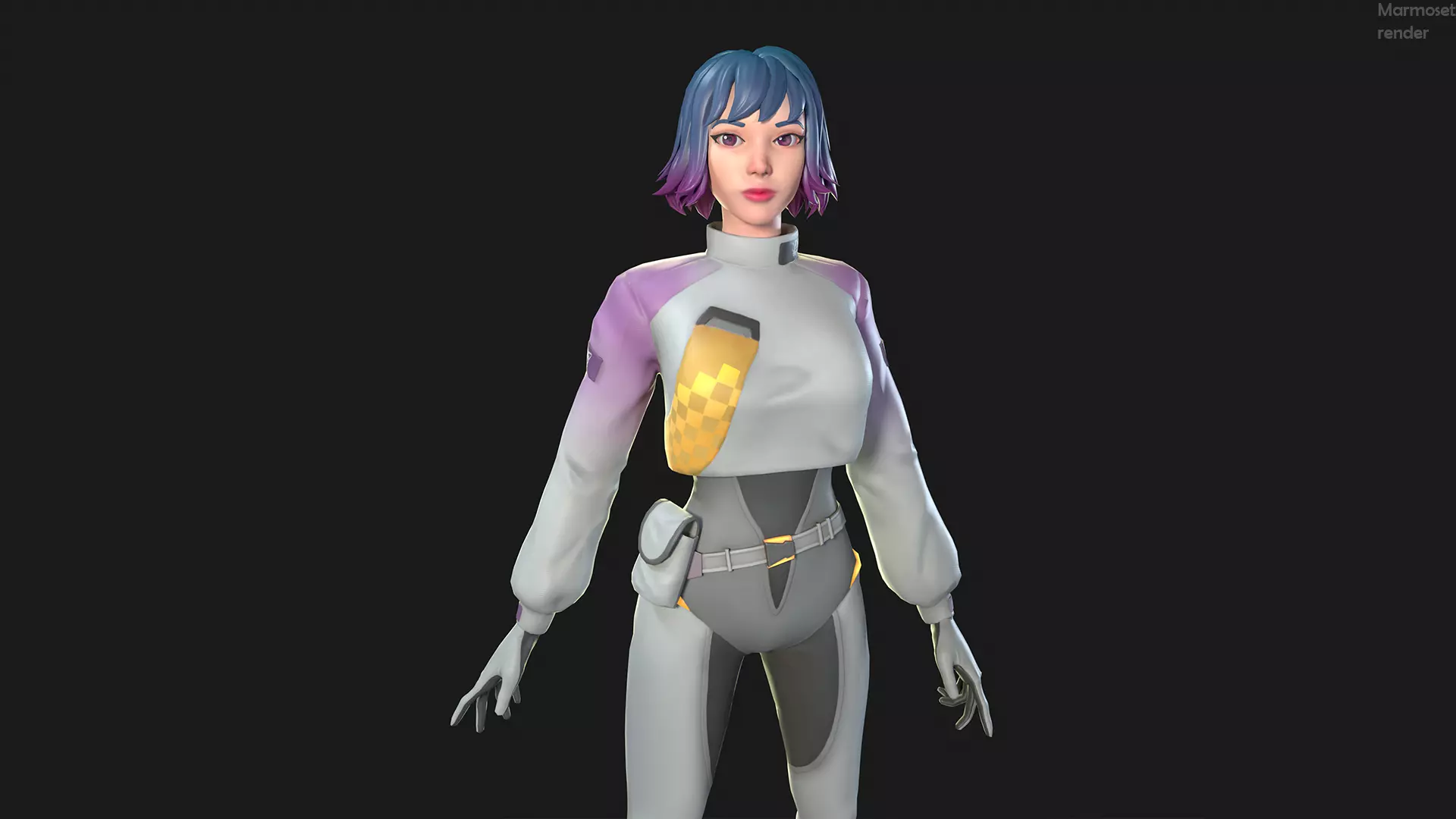 Sci-fi Girl Mira Low-poly 3D model_0