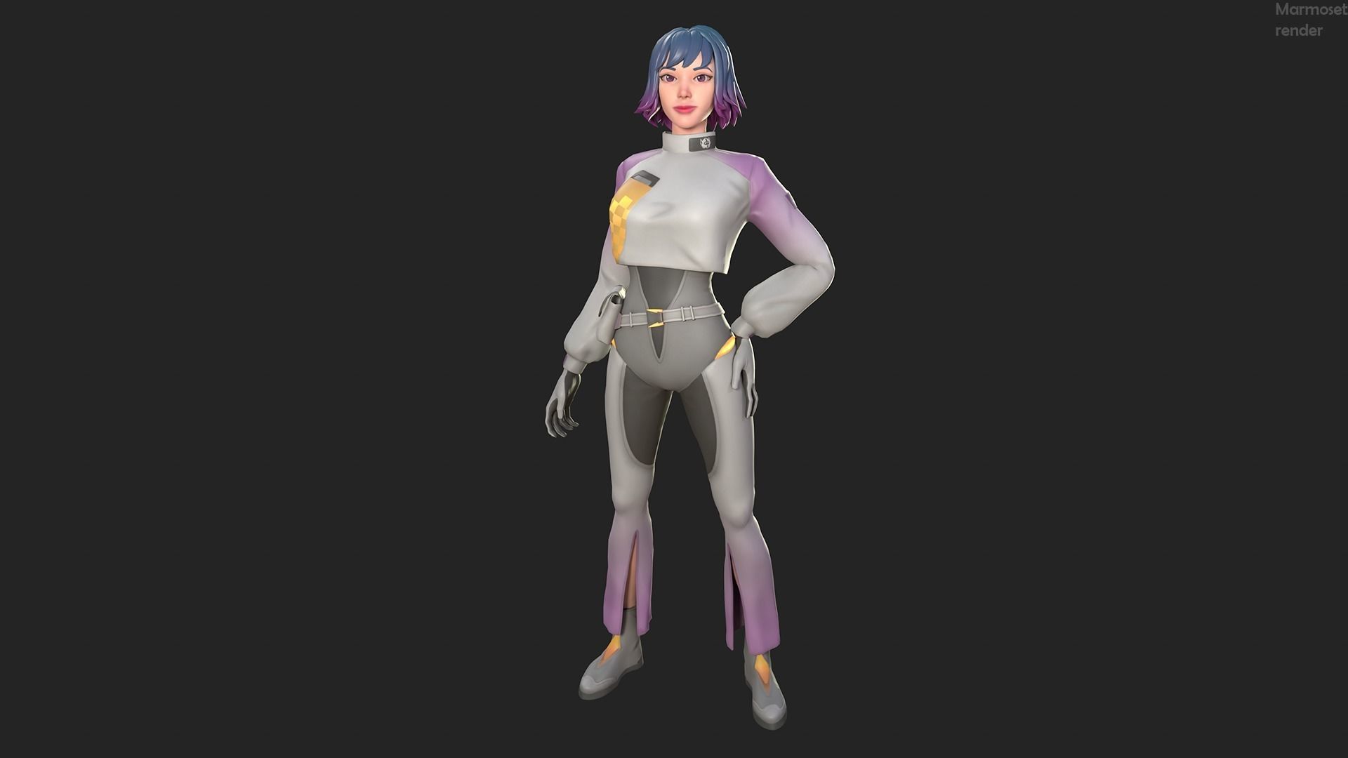 Sci-fi Girl Mira Low-poly 3D model_2