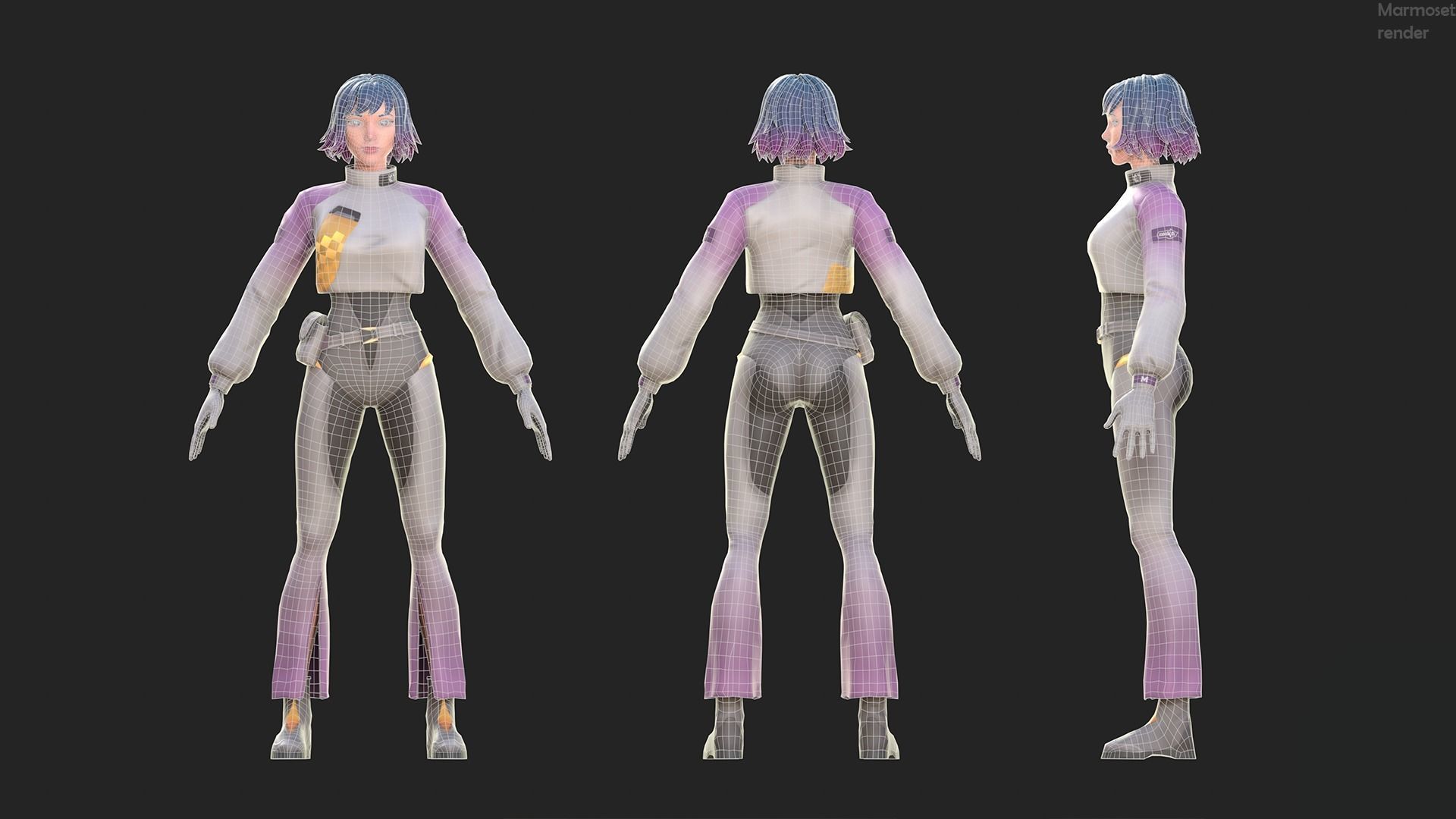 Sci-fi Girl Mira Low-poly 3D model_4