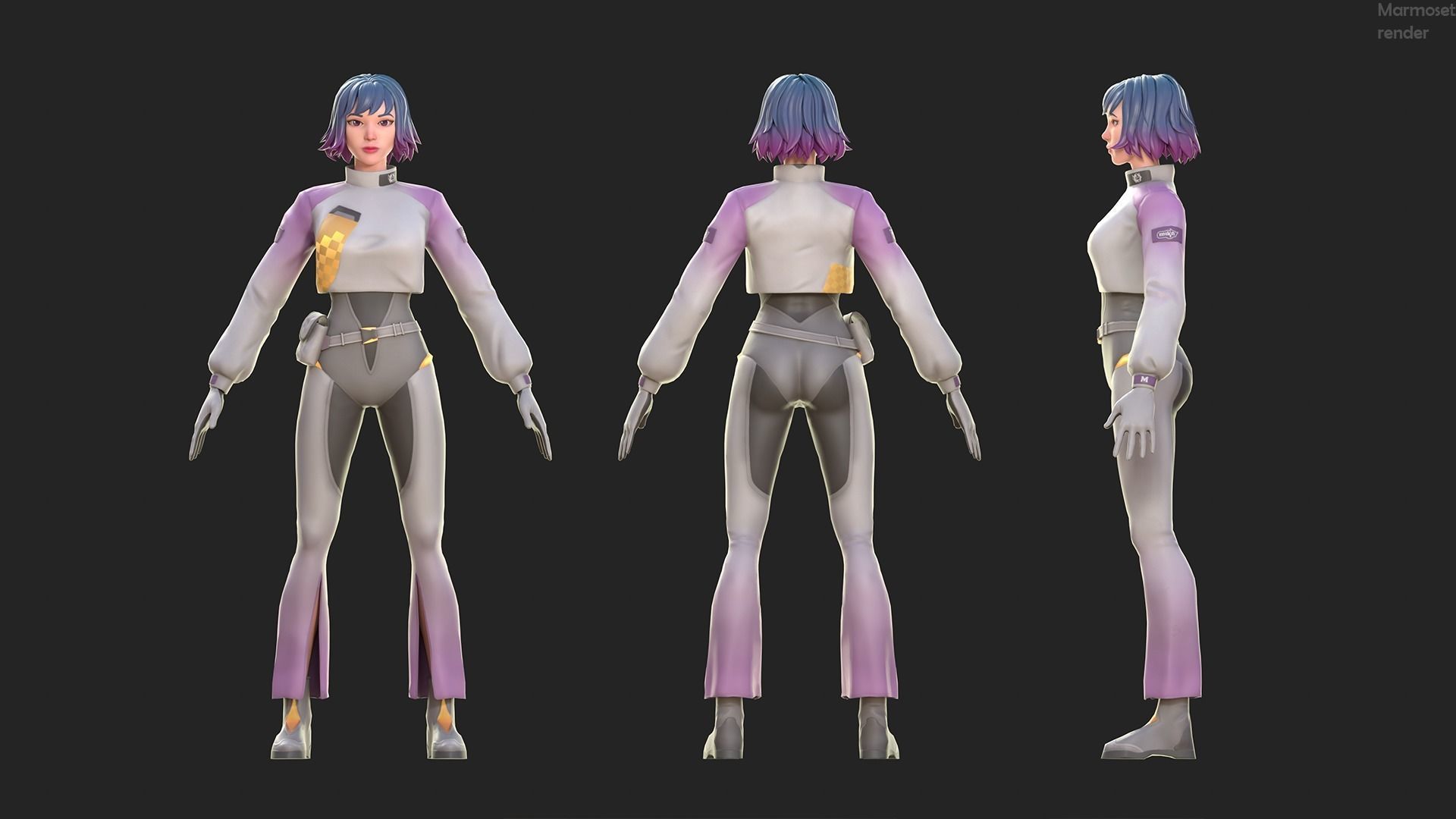 Sci-fi Girl Mira Low-poly 3D model_3