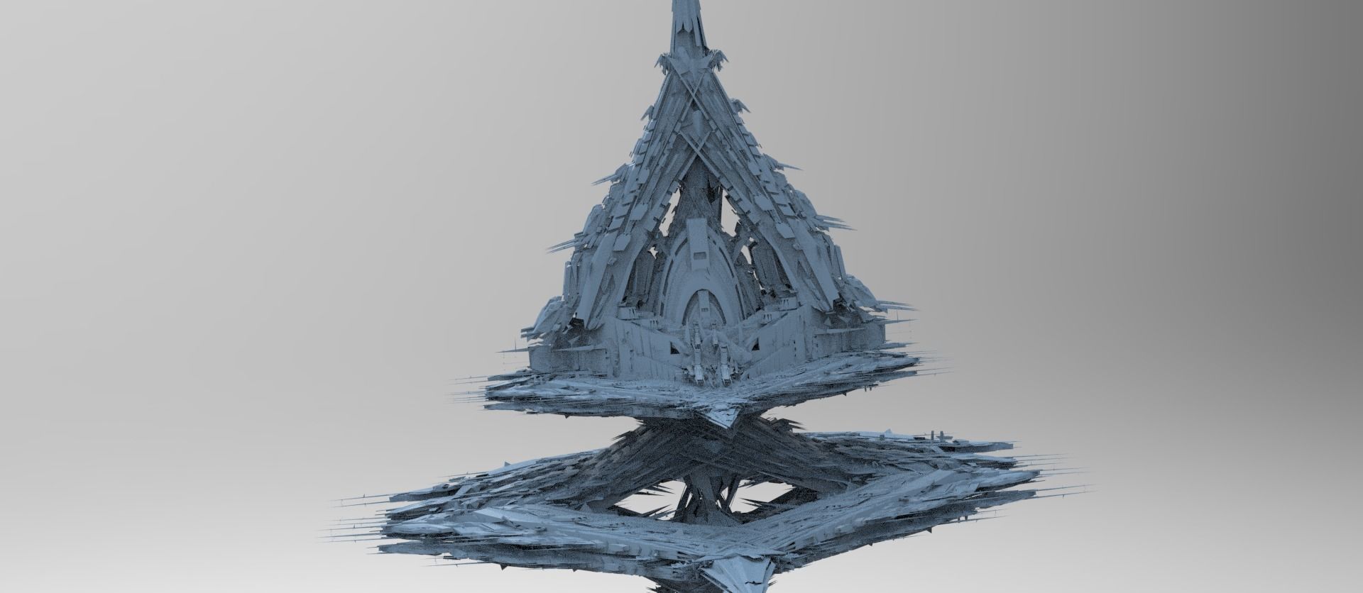 Spaceship Cloud array podium 3D model_1